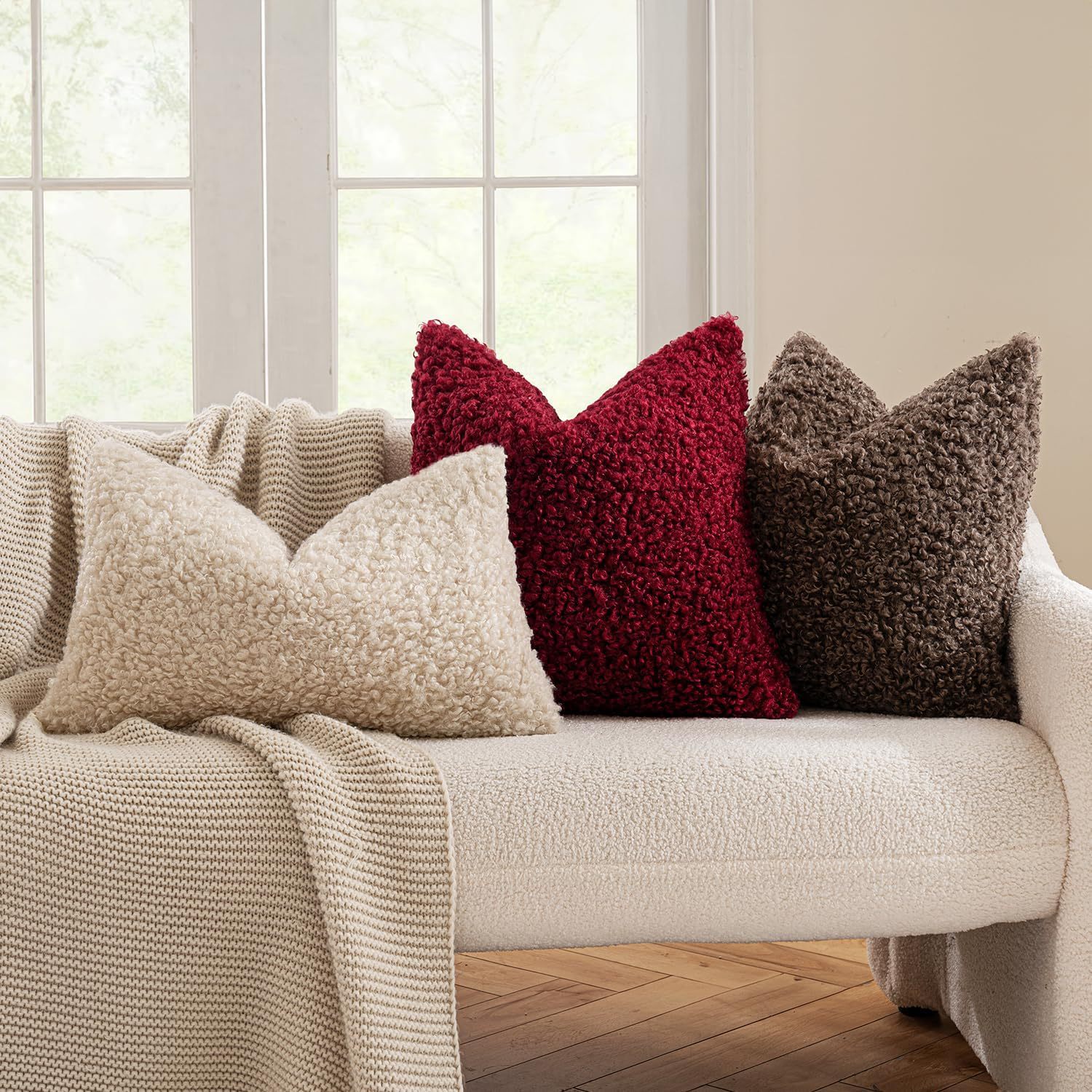 2 Pcs Coffee Cozy Teddy Boucle Cushion Cover - Plush Decorative Square Pillow Case for Sofa & Bed โ image 4