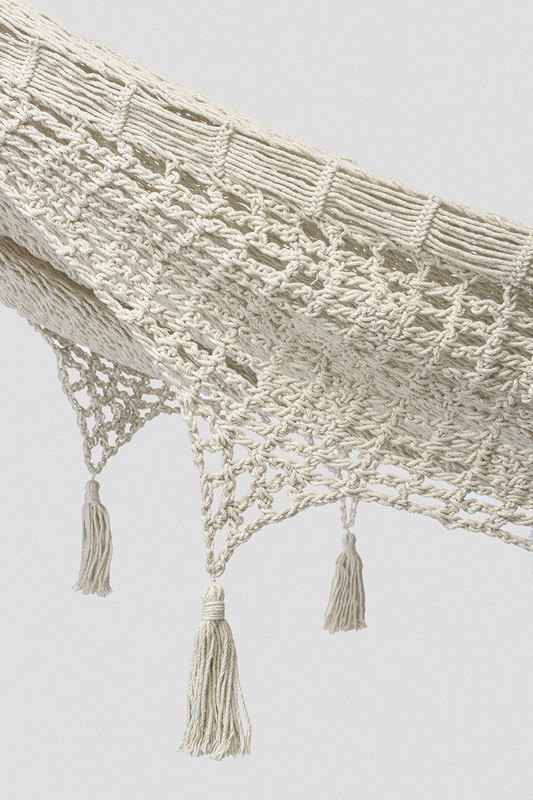 Outdoor undercover cotton Mayan Legacy hammock with hand crocheted tassels King Size Marble โ image 3