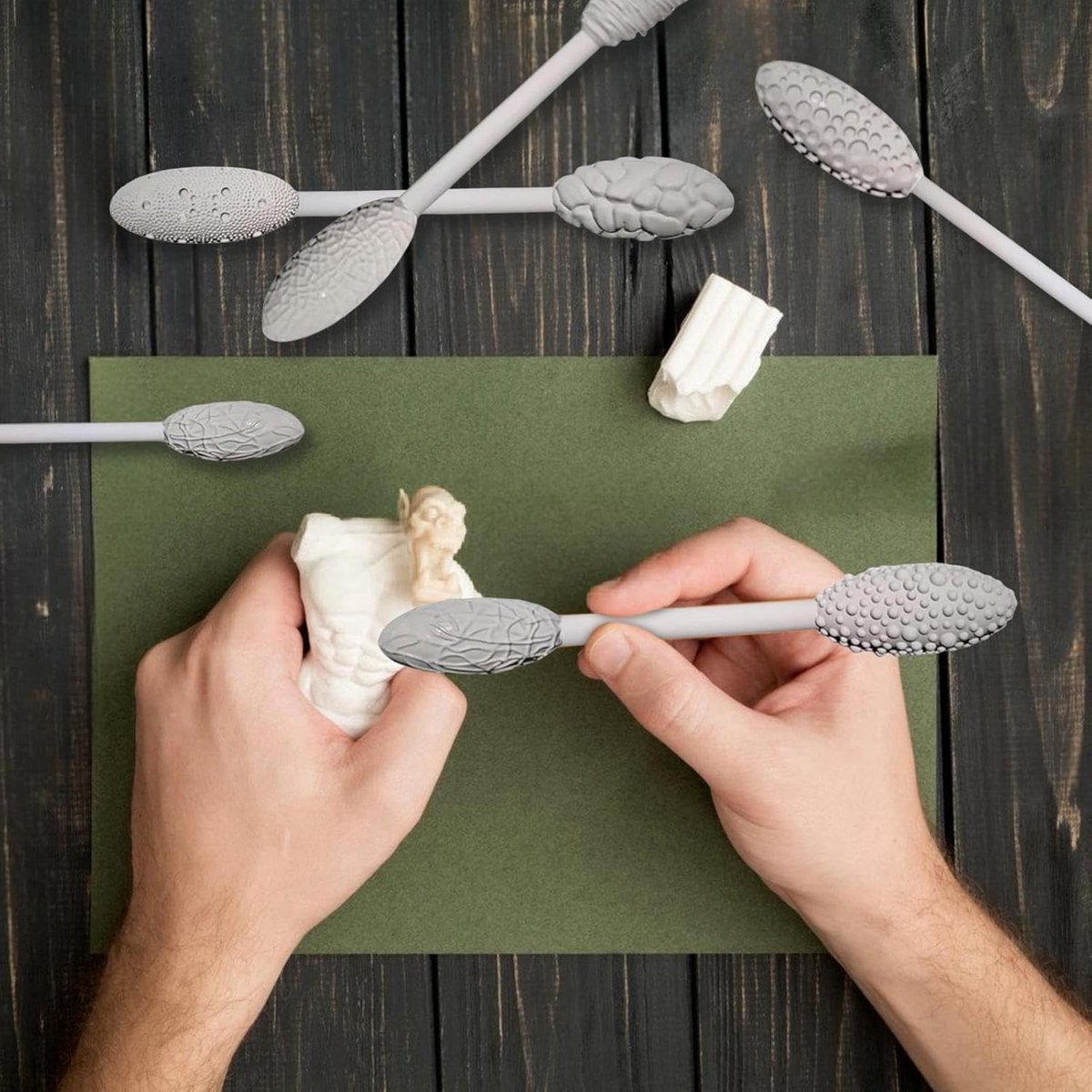 Clay Tools - 5-piece - Professional High Quality Pottery Modeling Set - Generic Clay Sculpture - versatile potter's rollers - potter's structure texture - for — image 4