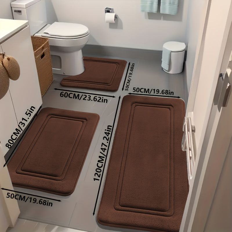 Bathroom Rug Set Bathroom Accessories Absorbent Rug Soft Rug Bathroom Decor - Cyan - Size 01 — image 5