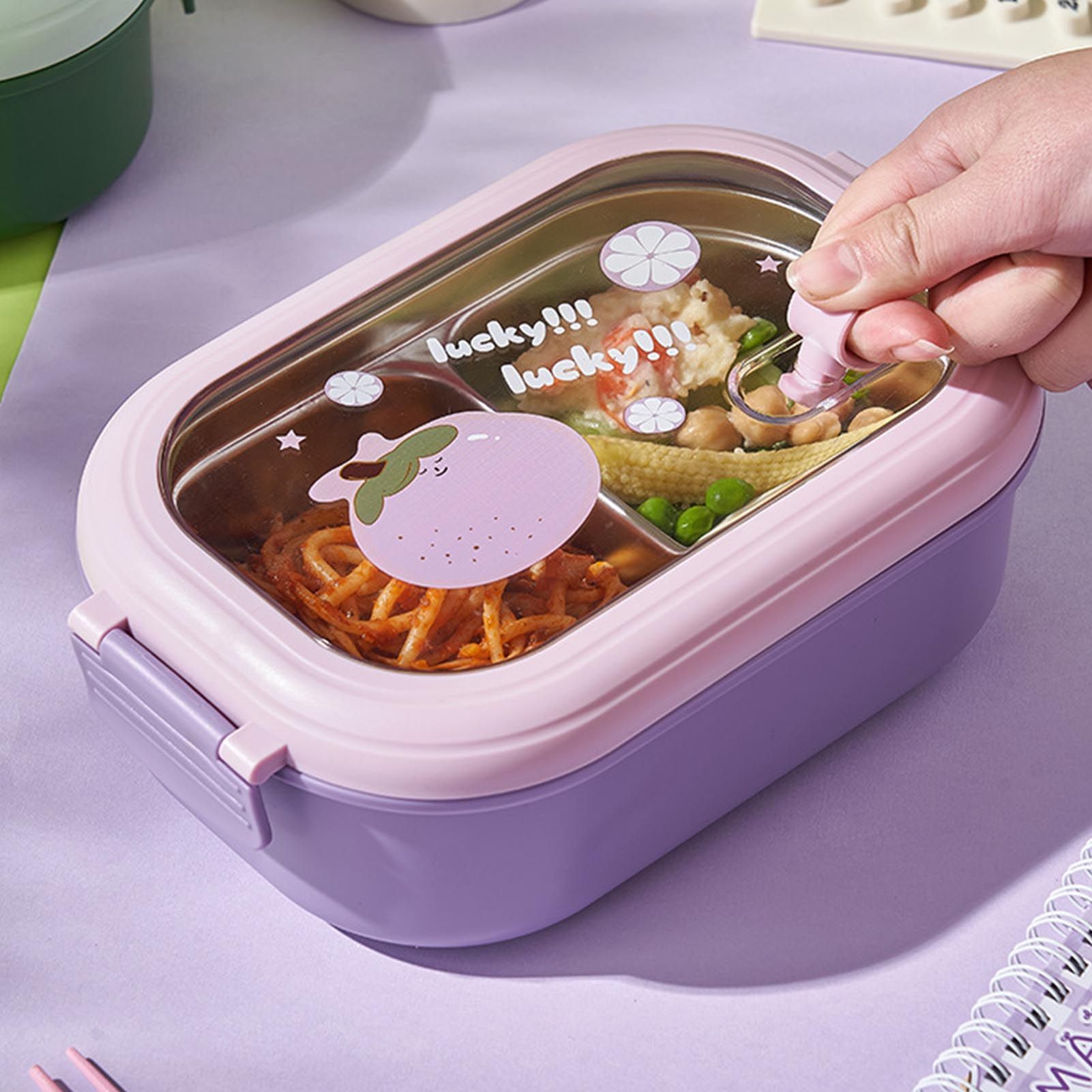 Bento Lunch Box Portable Safe Leakproof Divided Stainless Steel Thermal Lunch Box for Students School Office Purple โ image 6