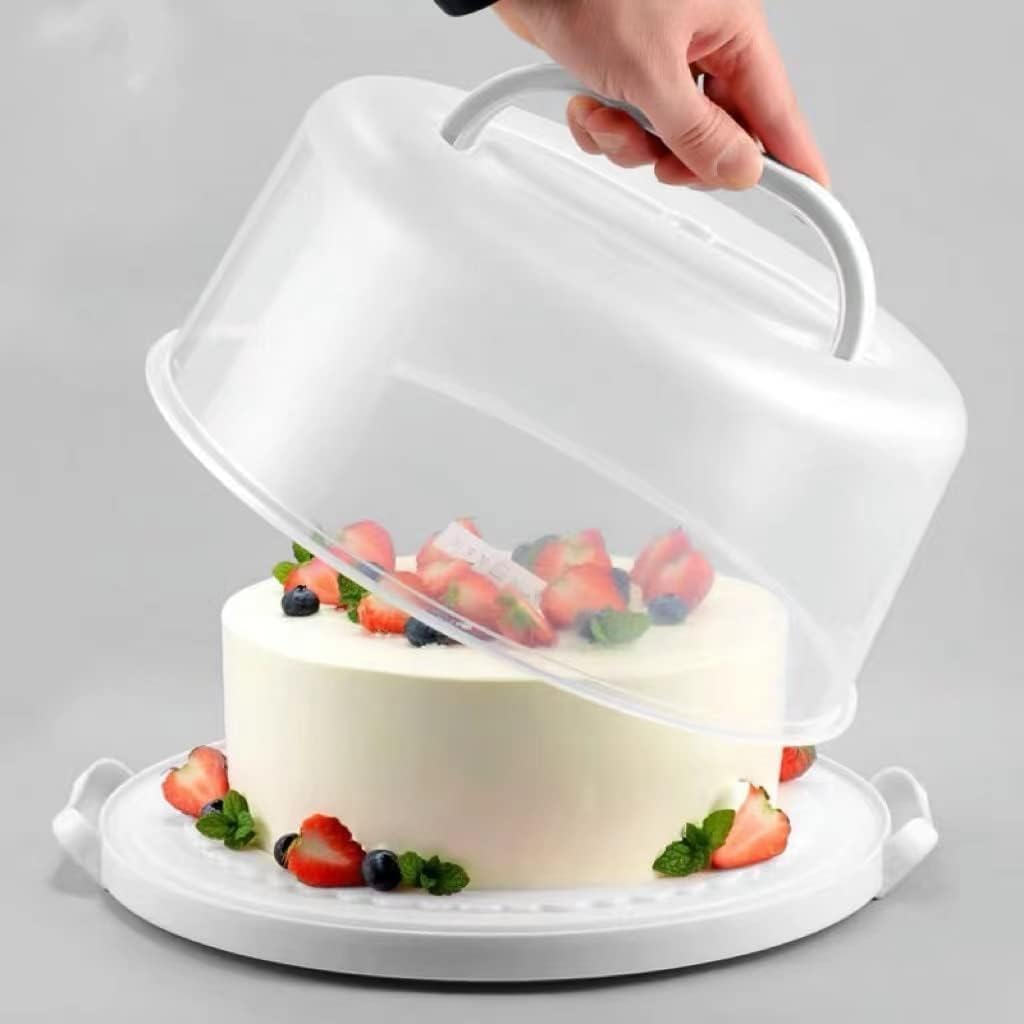 Large 10 Inch Cake Carrier Keeper Stand with Handles and Lids Container for Transport Cake Holder Tray with Cover Round Cupcake Storage Kitchen Cooking Box — image 6