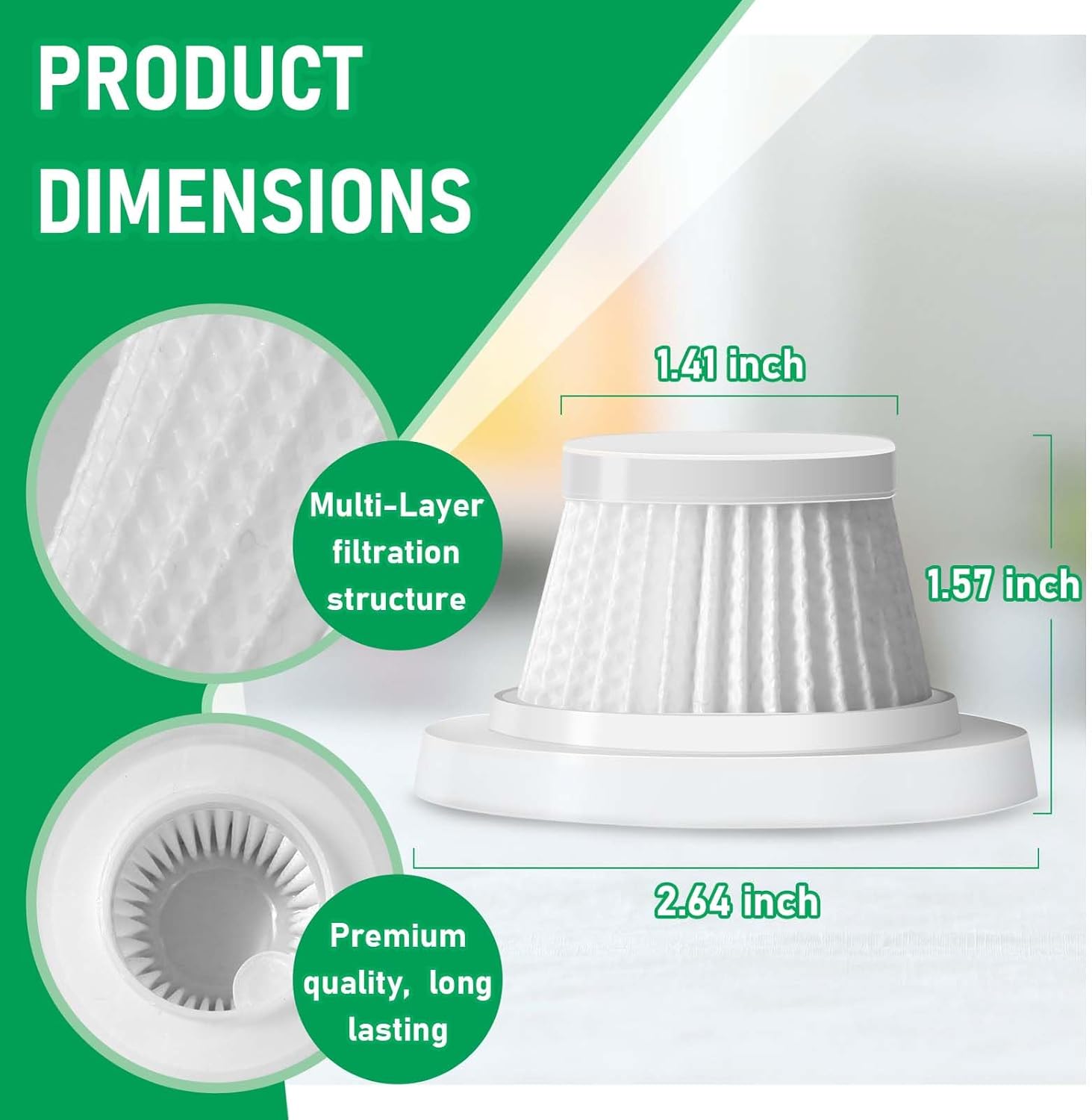 Replacement HEPA Filters Compatible with Horsepower Duck Vacuum Cleaner as Seen on TV, 6-Pack High-Efficiency Filtration, Washable Filters Compatible with — image 4