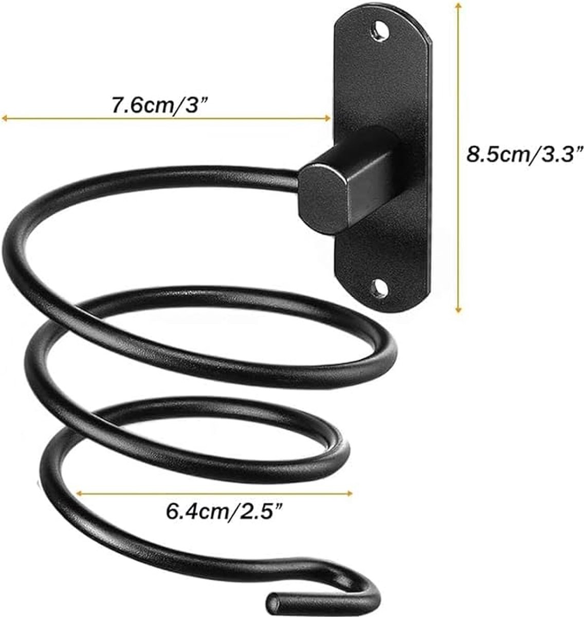 Hairdryer holder - Black - Aluminum - Wall mount - Universal - 120*95*95mm — image 4
