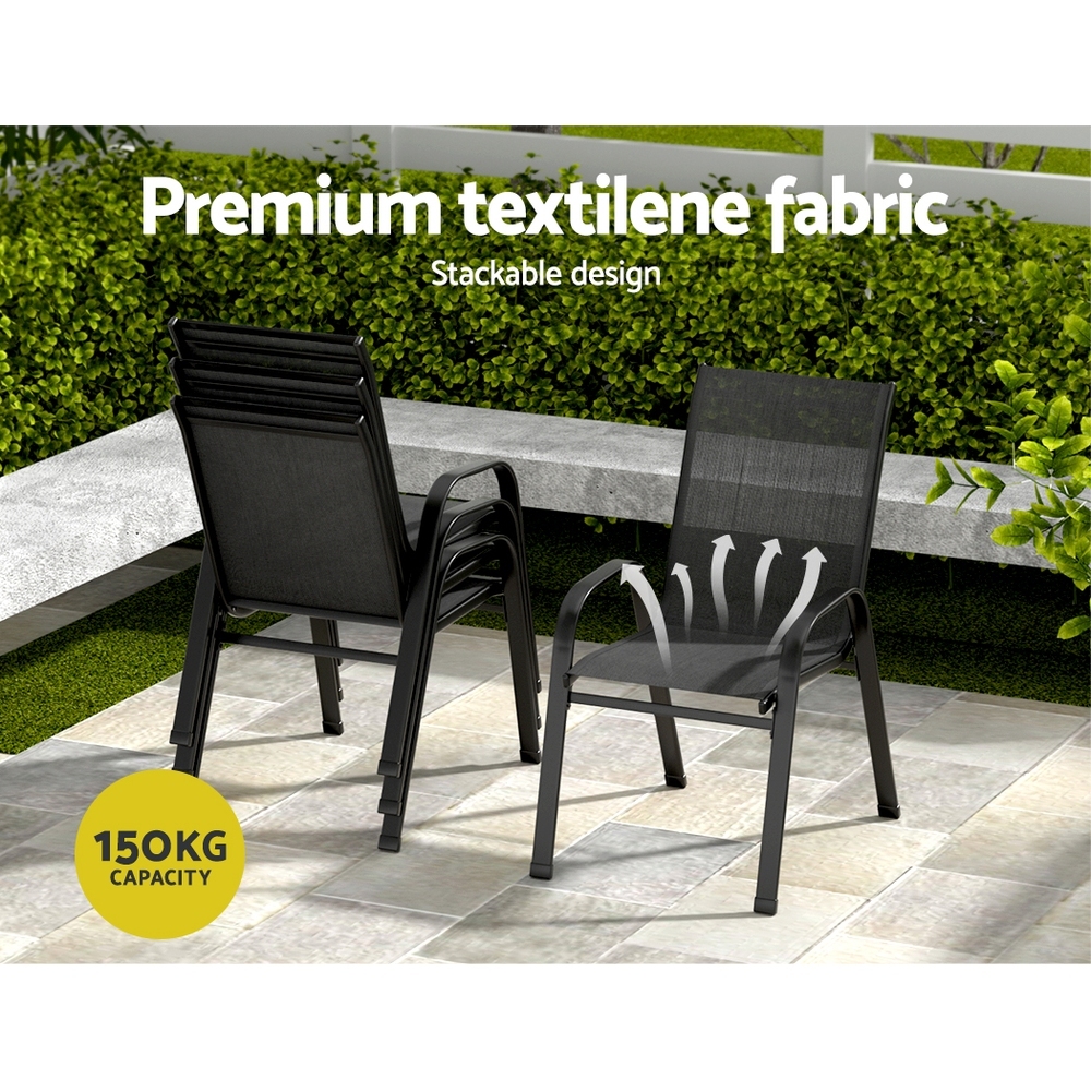 Gardeon 5PC Outdoor Dining Set Table and Chairs Patio Furniture Bistro Set Garden Black — image 5
