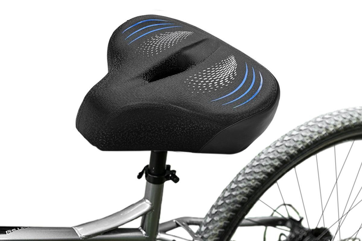 Noseless Bike Seat Cushion for Men & Women Comfortable Saddle for Peloton Bikes Exercise Bikes Electric Bikes Cruiser Bikes - Balck&Blue โ image 2