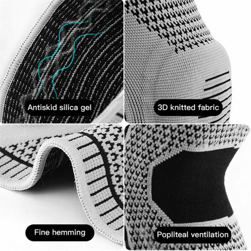 Black Knee Compression Sleeve for Sports, Arthritis Relief, Silicone Support, Size L โ image 6