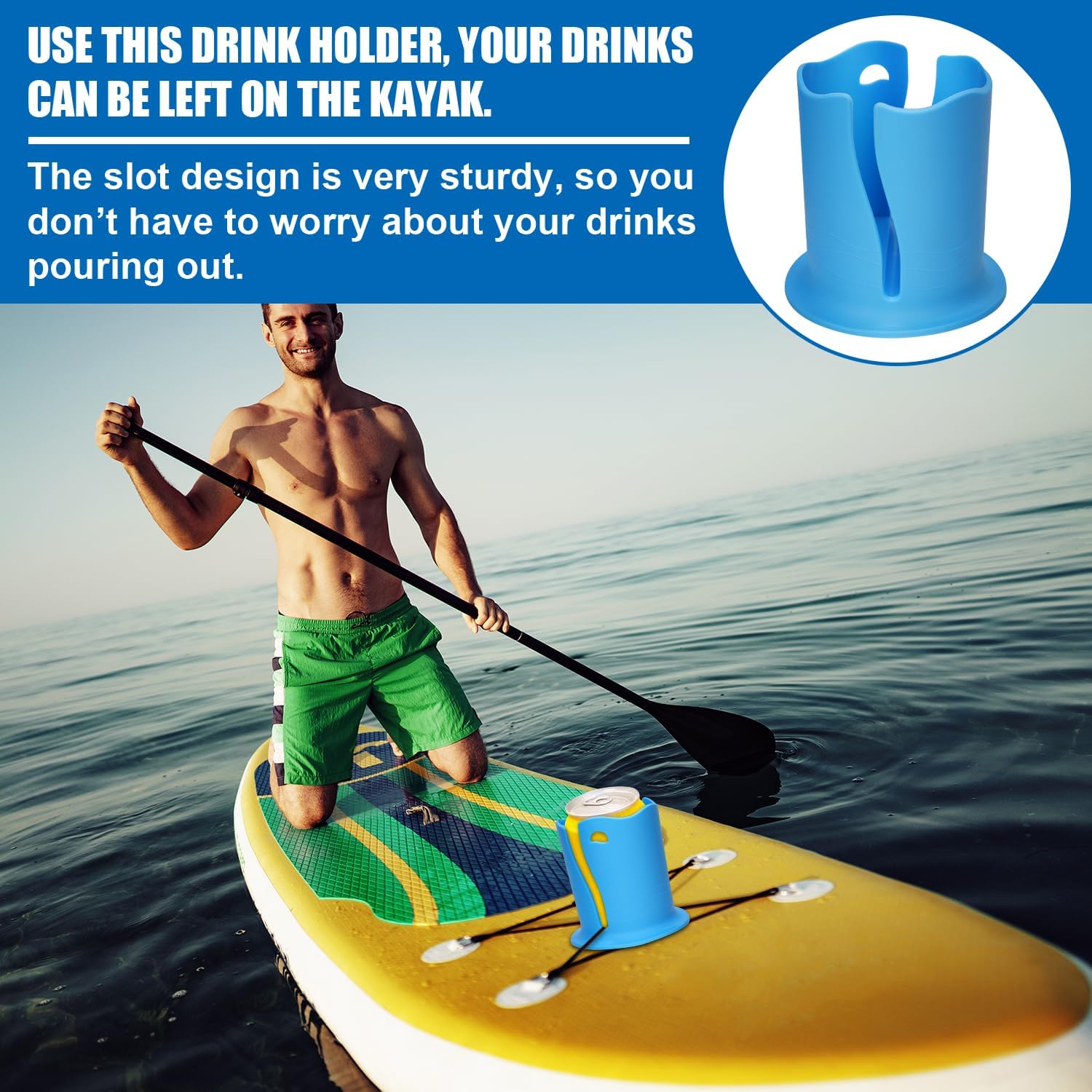 2pcs Paddle Board Cup Holder, Universal Kayak Drink Holder Multifunctional Anti-Toppling Paddleboard Cup Holder Surfboard Water Bottle Holder for Outdoor — image 3