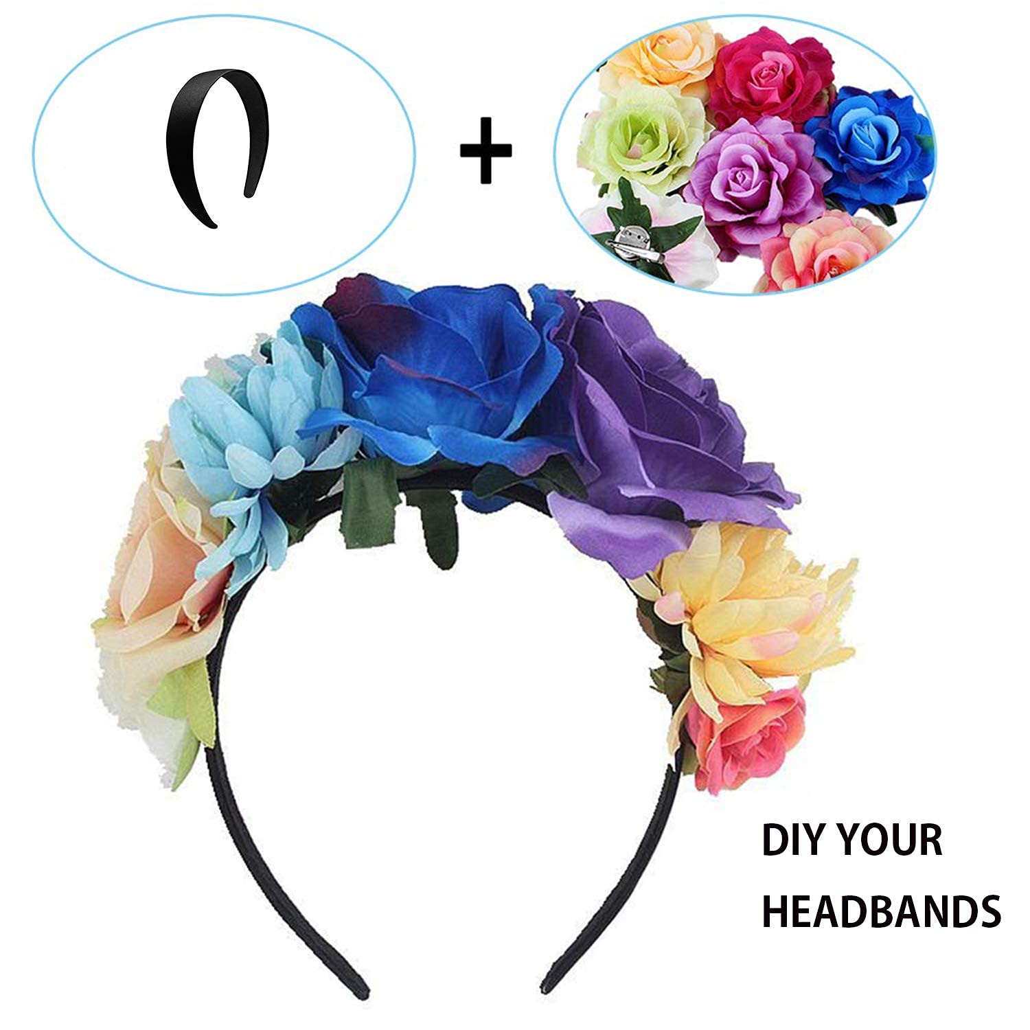 BallHull 1.2 Inch Satin Headbands, Ladies and Girls Antiskid Hard Hair Bands, DIY Hair Headbands, 6 Pcs Black — image 4