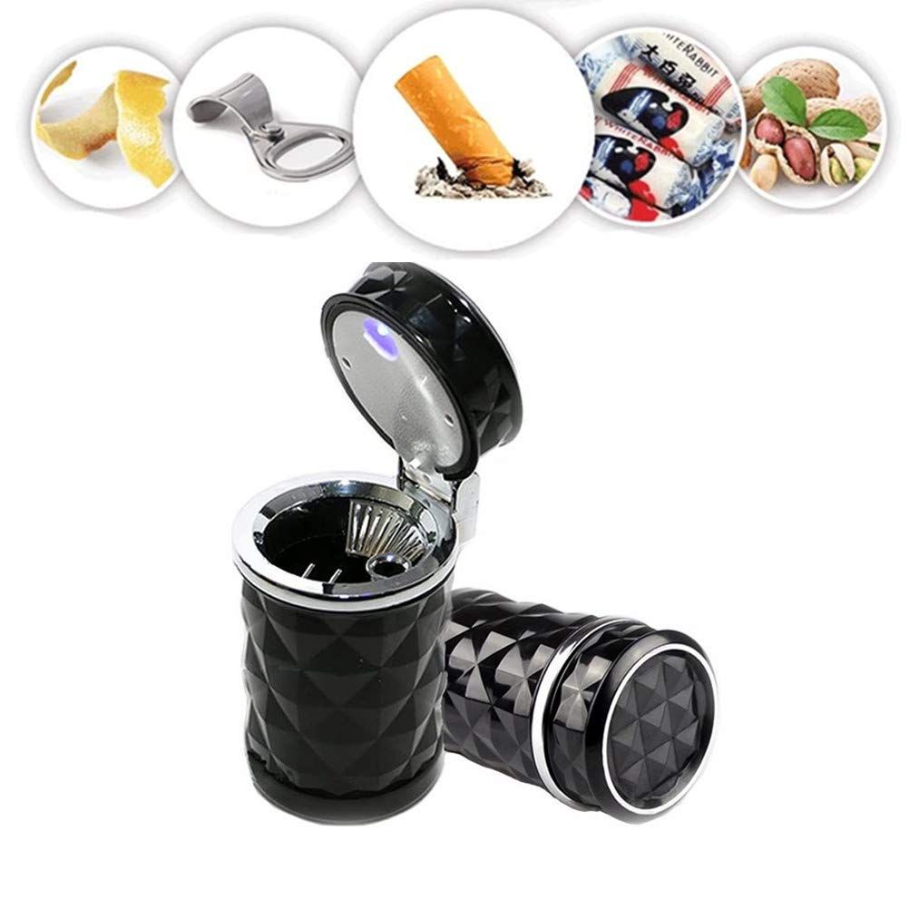 Auto Car Ashtray Portable with Blue LED Light Ashtray Smokeless Smoking Stand Cylinder Cup Holder (Black) — image 3