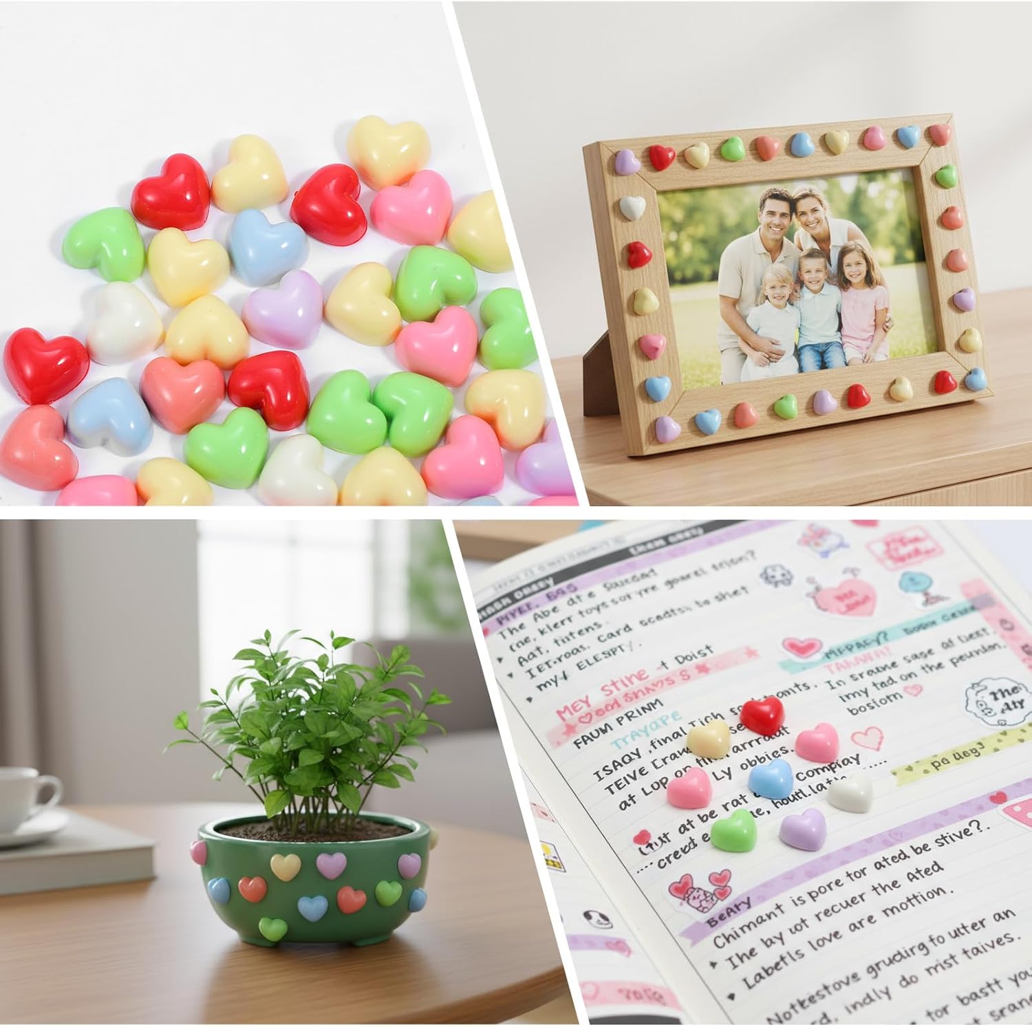 100PCS Colorful Heart Resin Flat Back Charms Shimmeroo Cute Plastic Mini Heart Shape Charms Bulk Resin Embellishments for Crafts Accessories DIY — image 6