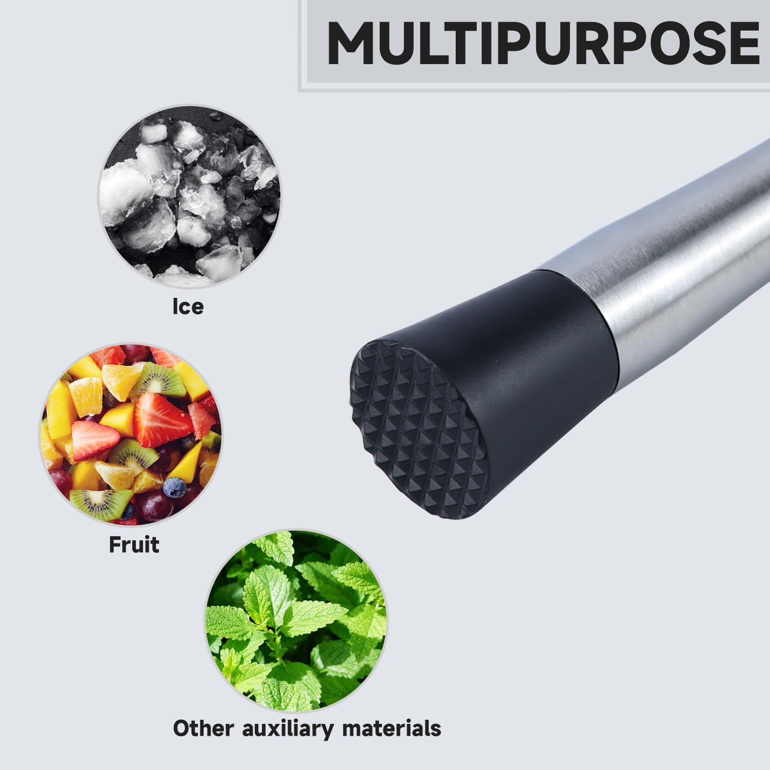 Stainless Steel Muddler for Cocktails, Long Handle Durable Material, Bar Tool for Making Mojito and Fruit Drinks — image 5