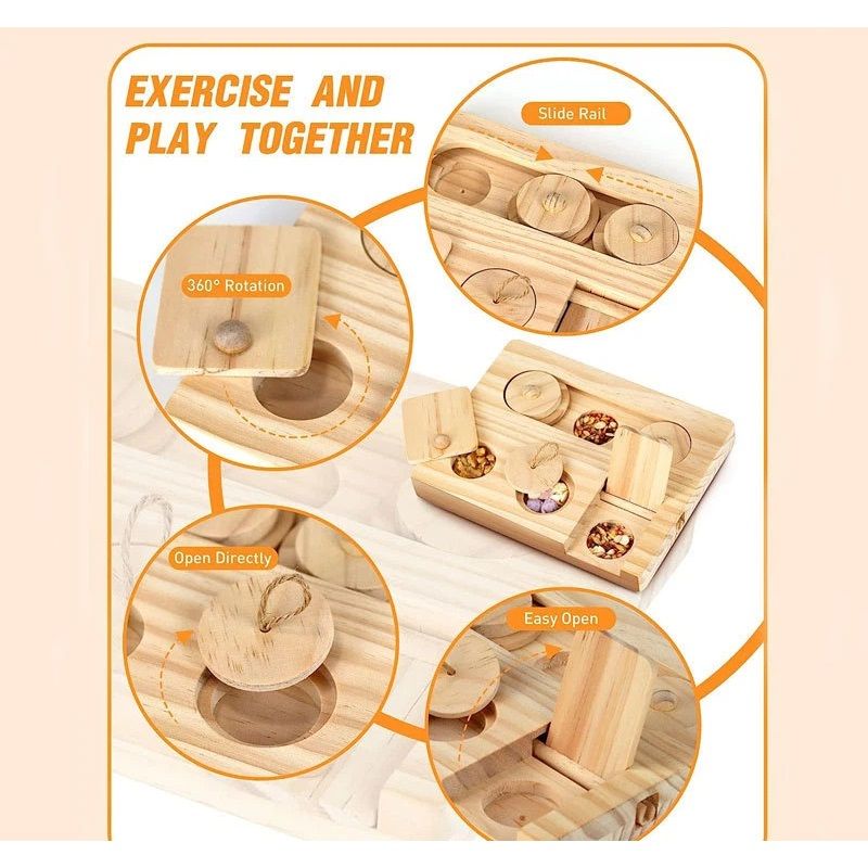 Wooden Bird Foraging Puzzle Toys for Parrots, Parakeet, Cockatiel, Sun Conures - Birds Interactive Mental Enrichment Toy โ image 2