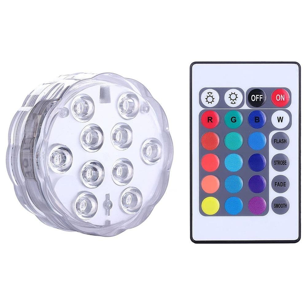 Wireless RGB Submersible LED Accent Lights, IP68 Waterproof Pond Fountain Pool Decor Light Kit with IR Remote for Vase Aquarium Hot Tub, 2-Pack