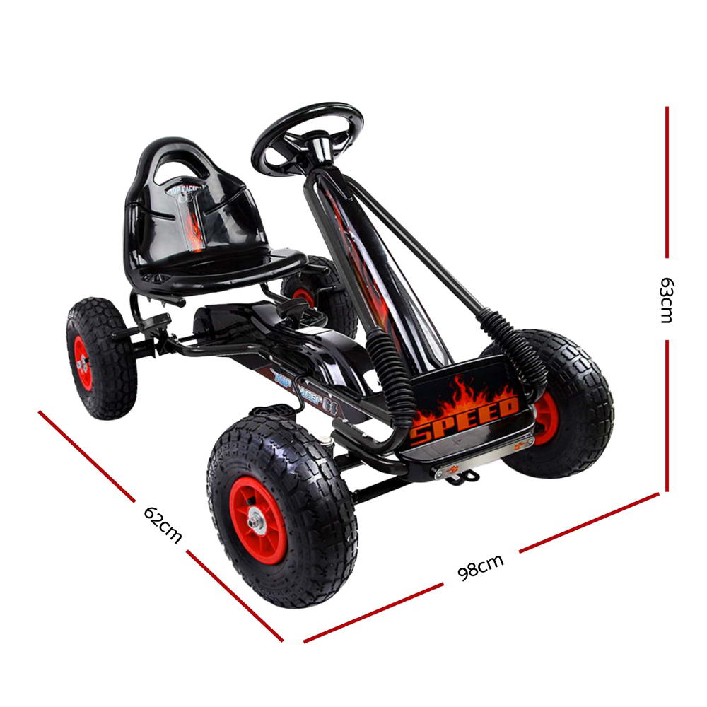 Rigo Kids Pedal Go Kart Ride On Toys Racing Car Rubber Tyre Black โ image 2