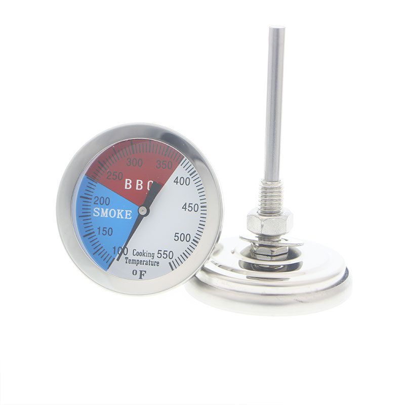 Heat Dial Gauge for Grill Hood Style 8 52mm Face 70mm Probe Stainless Steel Cooking Temp Reader Backyard Barbecue