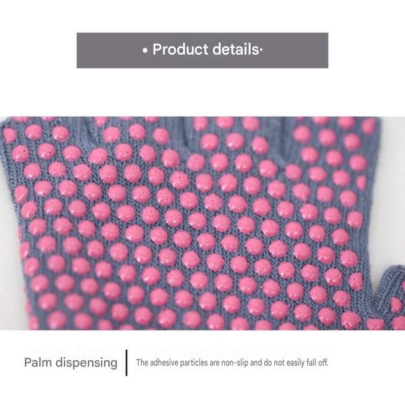 Purple Half Finger Yoga Gloves - Acrylic Knit with Non-Slip Silicone Dots, Breathable & Stretchy for Pilates, Gym, and Fitness Training — image 5