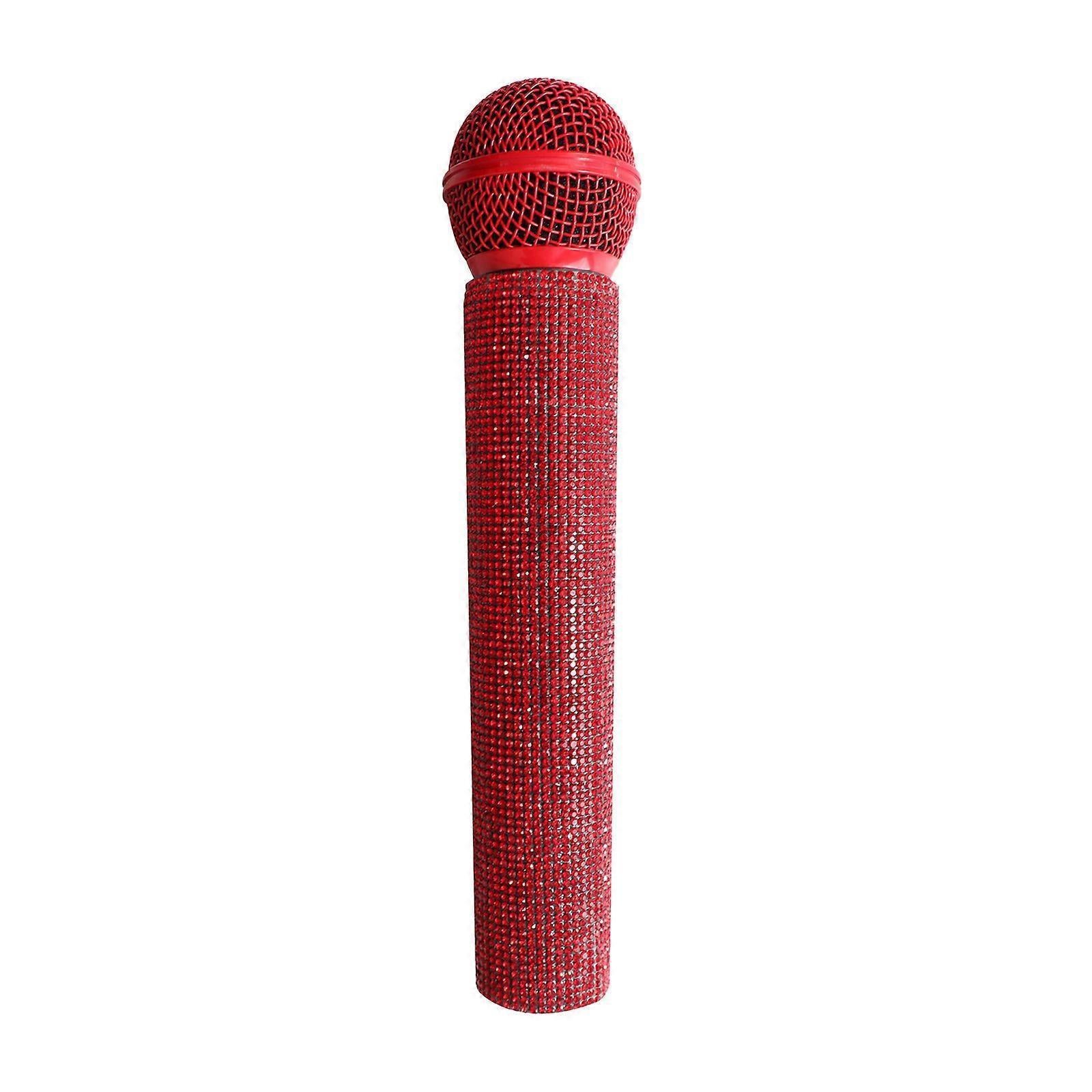Bling Rhinestone Microphone Prop - Glitter Fake Mic for Party or Dress-up