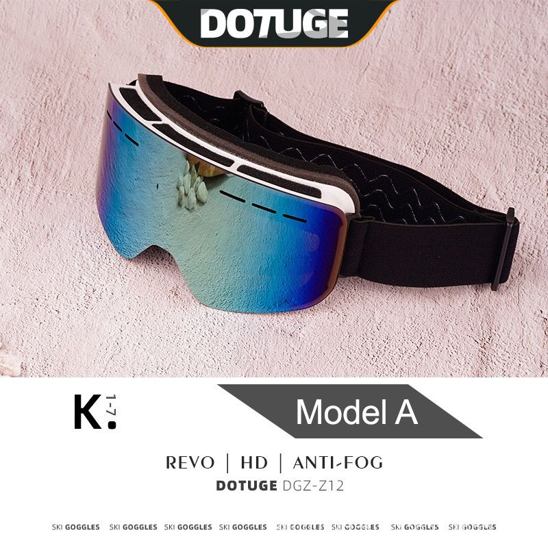DOTUGE DGZ-Z12 Ski Goggles with REVO Coating, Anti-Fog, HD Dual-Layer PC Lens, TPU Frame, Impact-Resistant Sponge, Adjustable Strap, Large Field Cylindrical