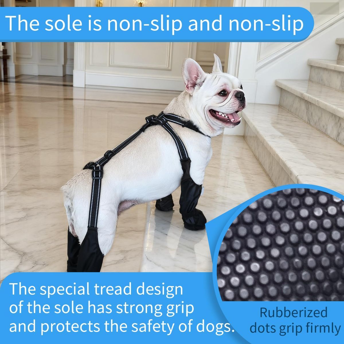 Waterproof Dog Boots for Small/Medium Dogs -Dog Paw Protectors Dog Suspender Boots Anti-Slip Pet Shoes for Outdoor Walking, Reflective Stay-On,Dirt-Proof — image 2