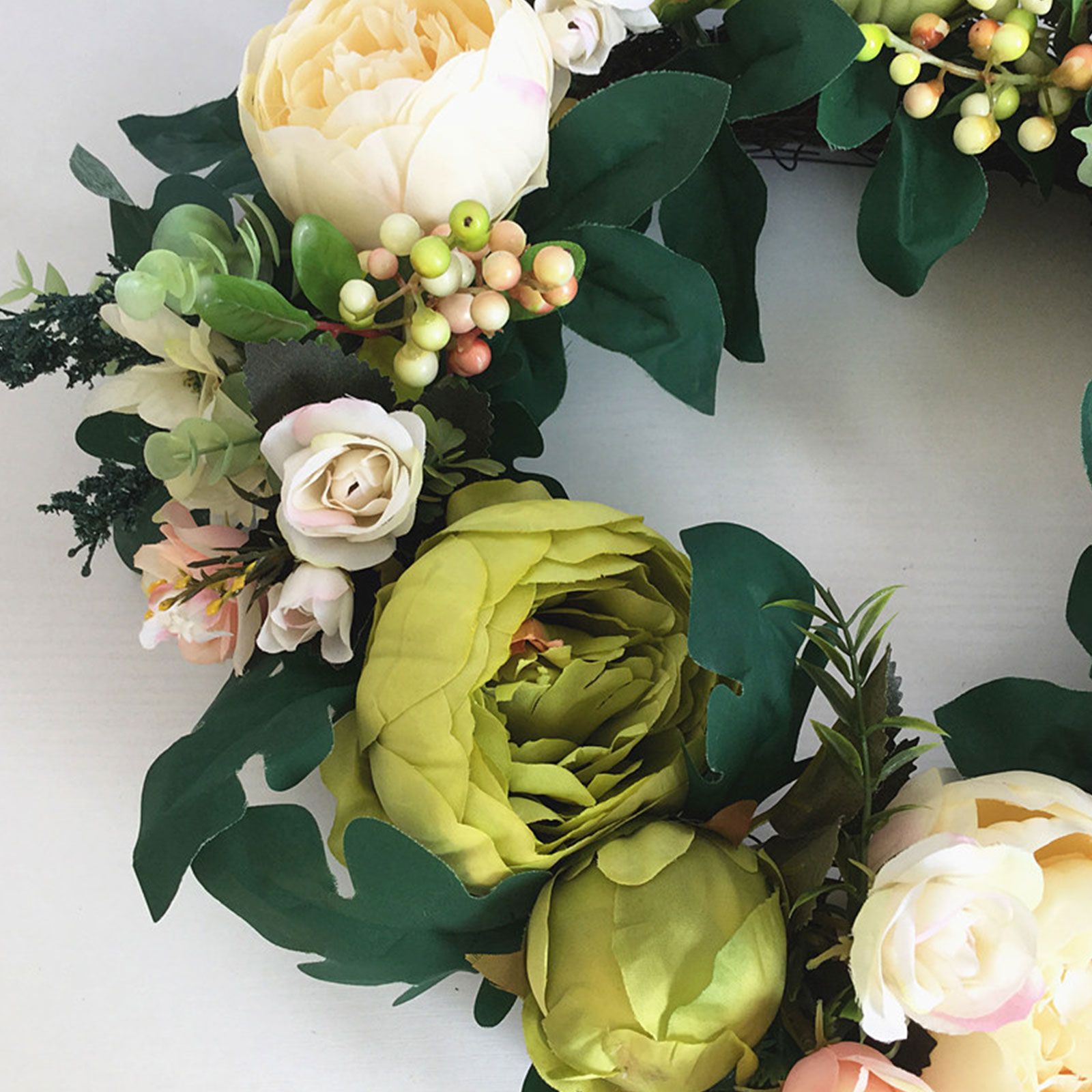 Front Door Wreath 16.5in Diameter Artificial Flowers Bright Colors Wall Floral Wreath for Decoration — image 2