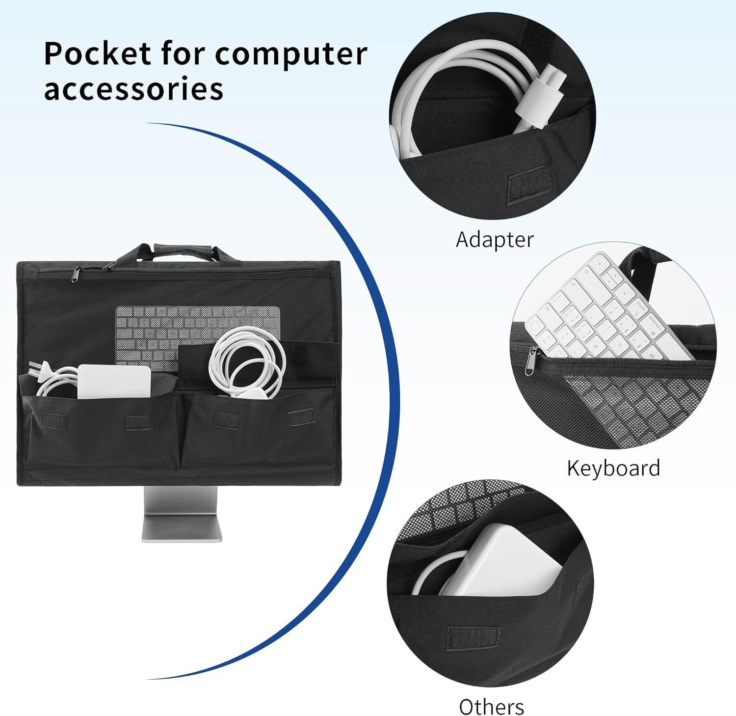 Adjustable Travel Carrying Case for 24''Desktop Monitor(Universal), Protective Storage Bag for Monitor Dust Cover with Carry Handle for 24 inch Screen and โ image 3