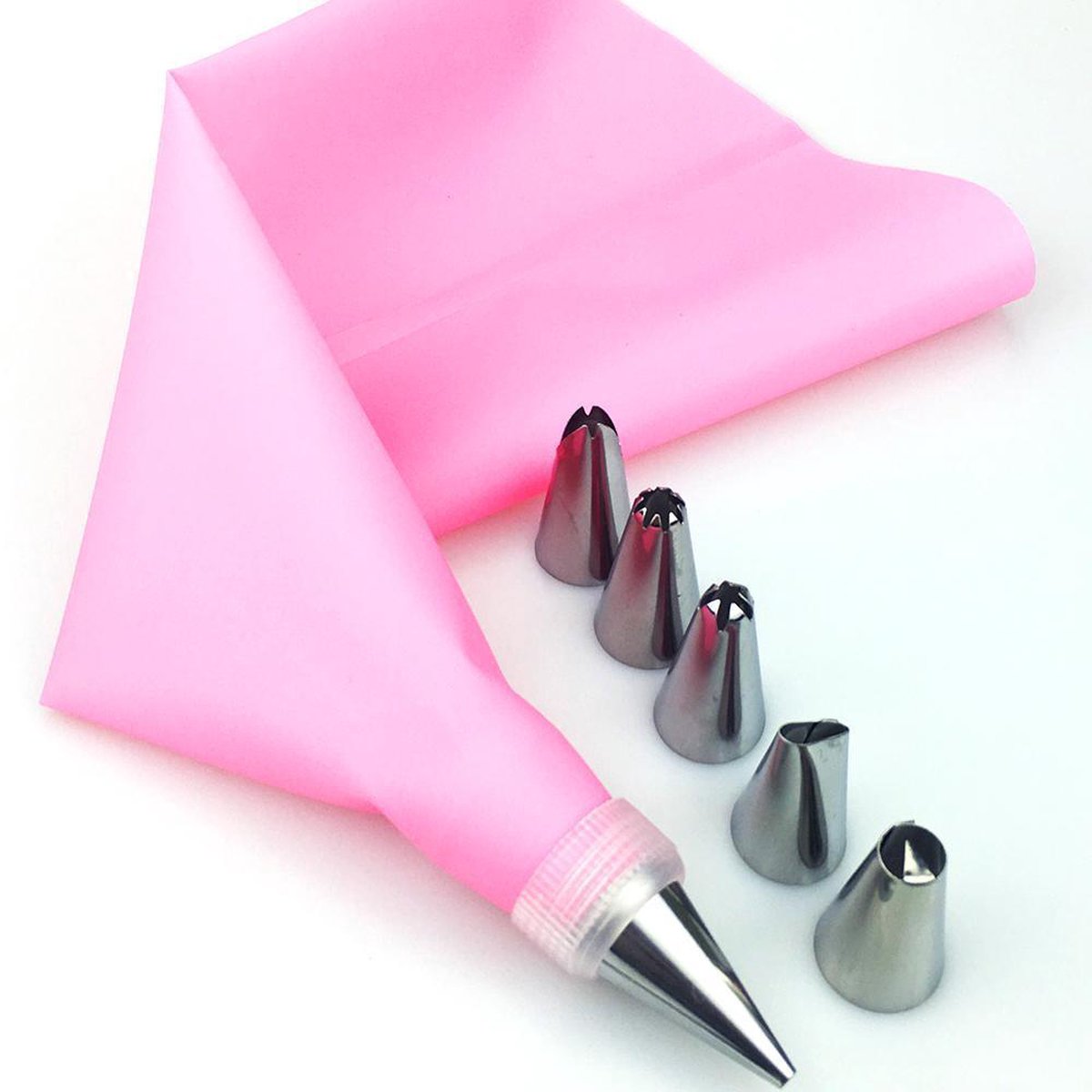 Piping Bag Cake Decoration for Whipped Cream - 6 Nozzles - 1 Piece Pink — image 2