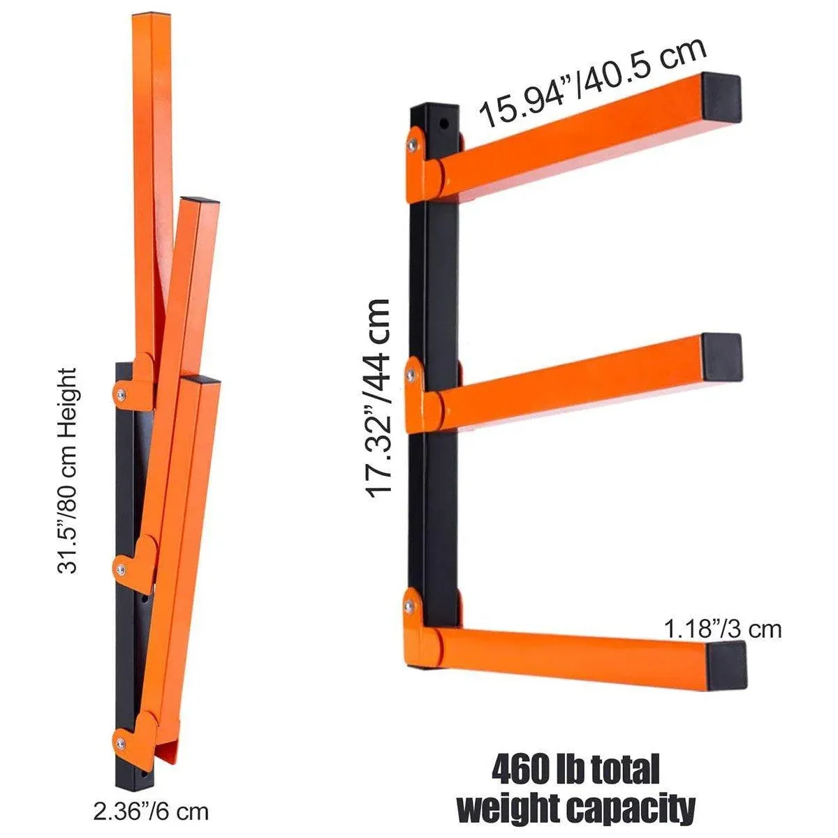 2PCS Wall Mounted Folding Storage Rack Carbon Steel Multi-Layer Organizer — image 3