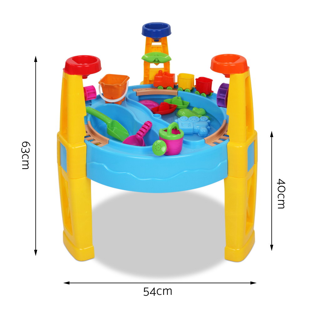 Keezi Kids Sandpit Pretend Play Set Water Sand Table Children Outdoor Toy Umbrella โ image 2