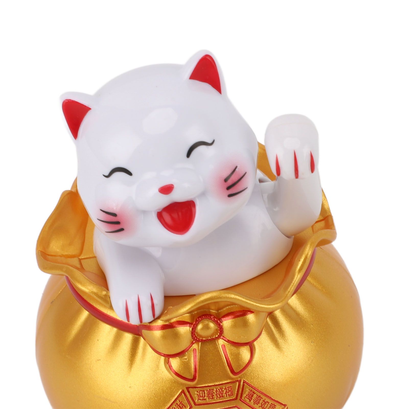 Solar Powered Lucky Cat Lucky Wealth Welcoming Cat Car Decor Desktop Cash Register Opening Decoration Small Eye Gold โ image 2