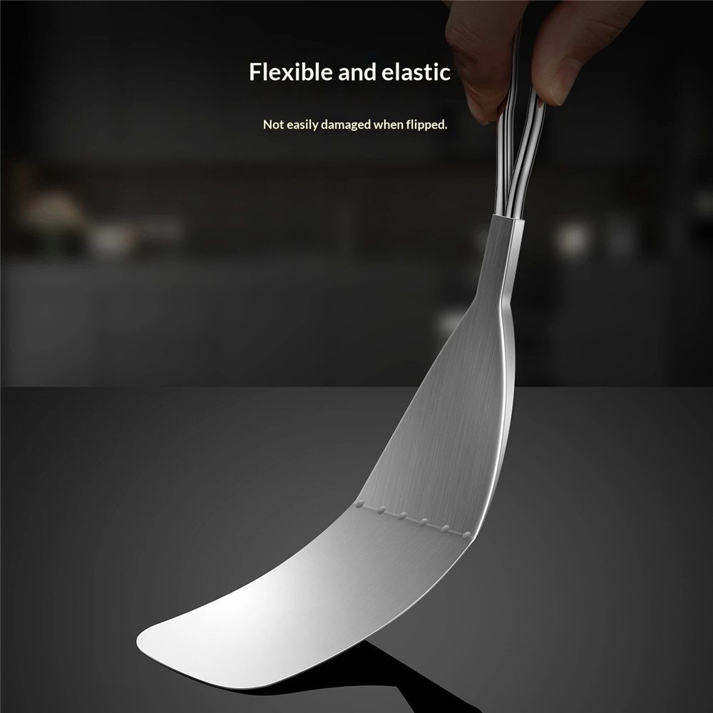Handle Flexible Grill Turner/Spatula, Easy Grip Ergonomic Handle Turning Kitchen Gadget Serve Turner(silvery) — image 5