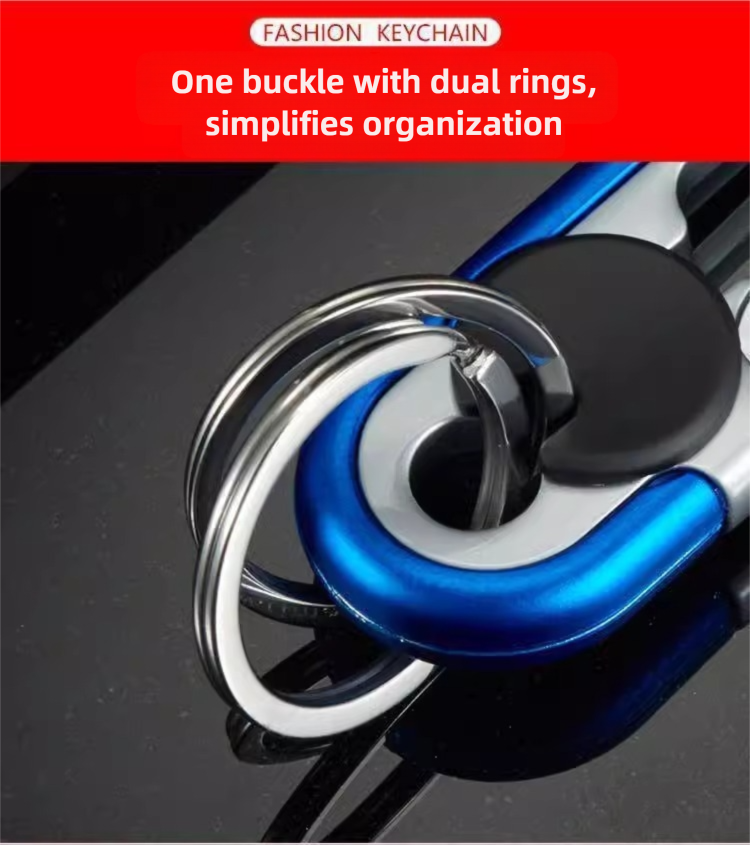 3pc Blue Durable Zinc Alloy Carabiner Keychain – Secure Twist Lock & Dual Key Rings — image 3