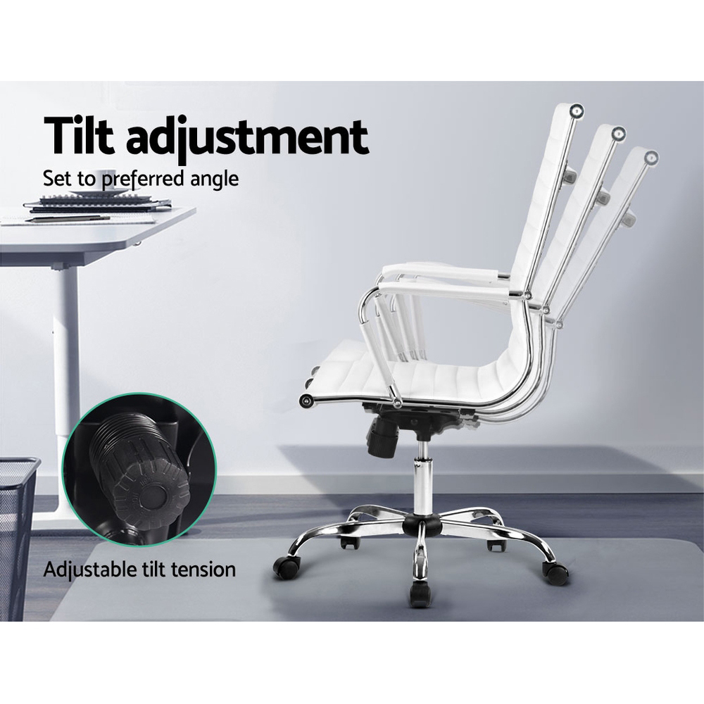 Artiss Office Chair Conference Chairs PU Leather High Back White — image 4