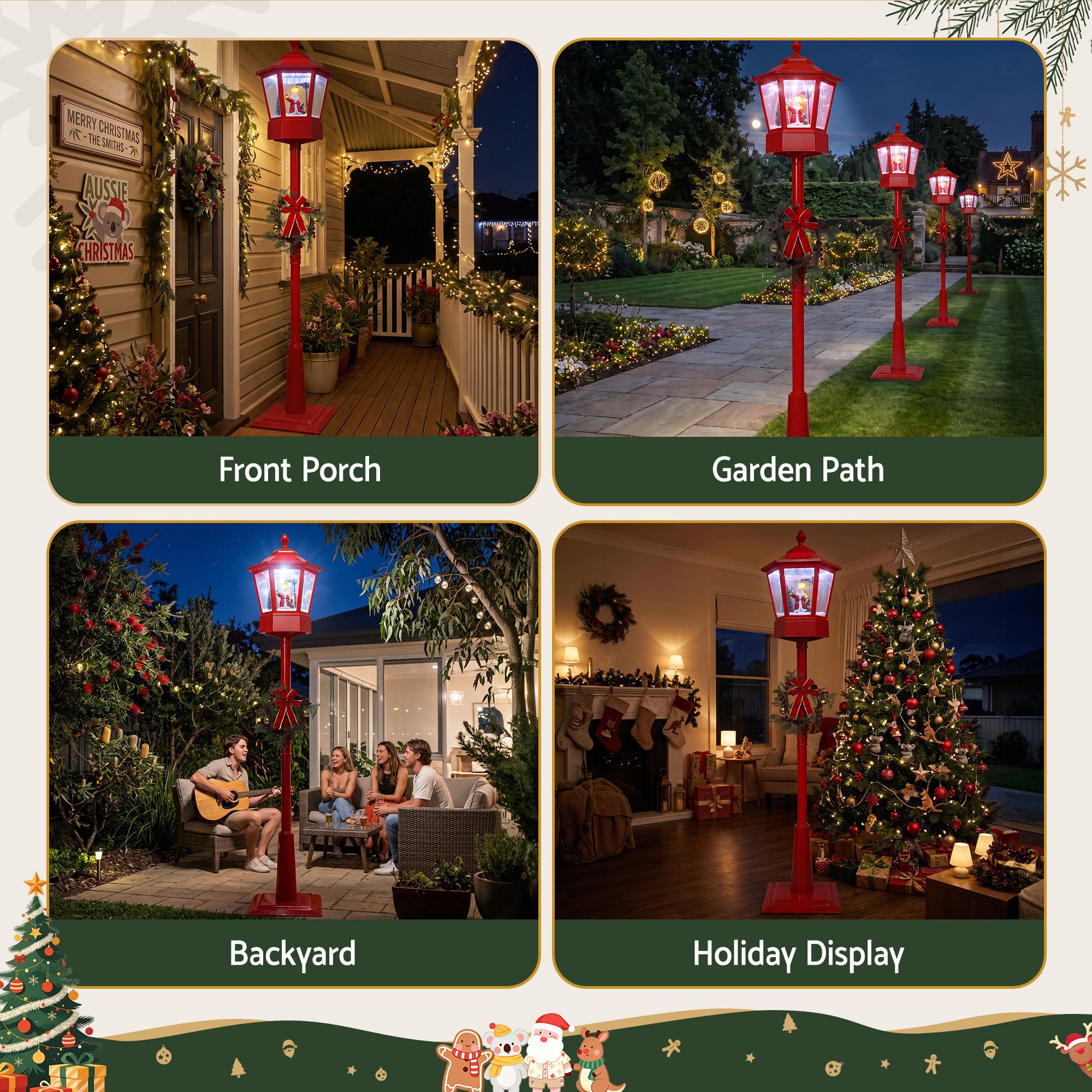1.8M Christmas Lights Post Lamp LED Outdoor Decorations Jingle Jollys โ image 3
