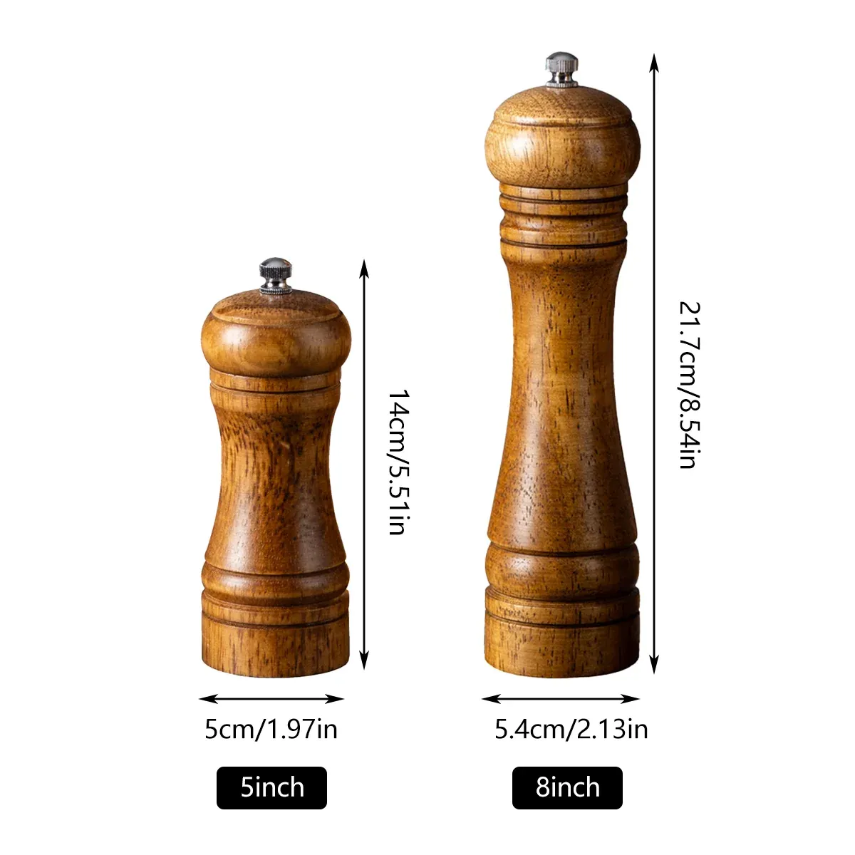 Wooden Pepper Grinder Pepper Mill Set Manual Home Salt Pepper Powder Bottle - 5inch β image 4