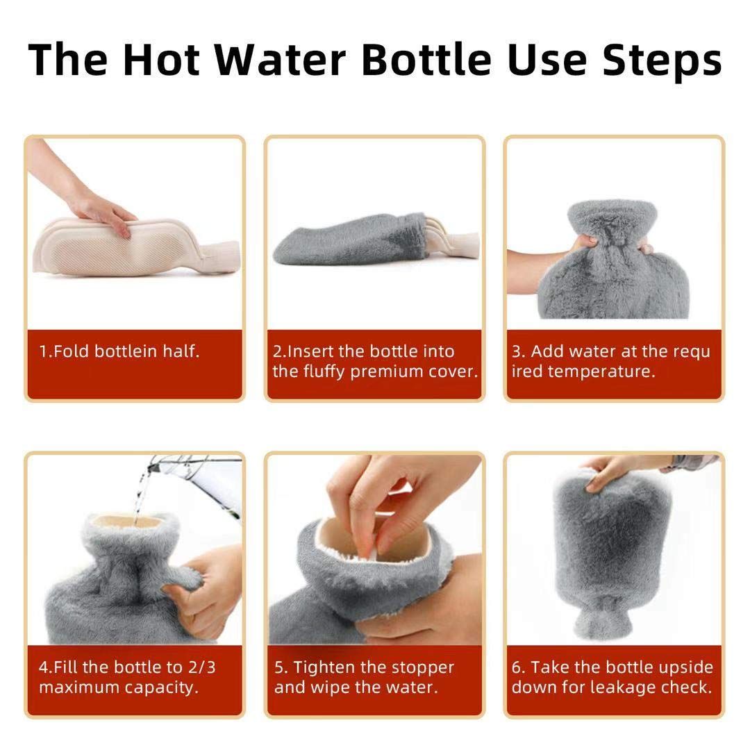 Hot Water Bottle Rubber with Soft Cover (2 Liter) Hot Water Bag for Cramps, Neck, Shoulders Pain Relief — image 5