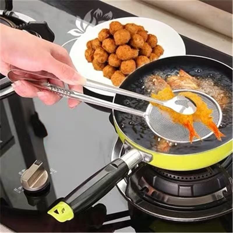 2-in-1 Stainless Steel Filter Spoon with Clip Food Kitchen Oil-Frying Multi-Functional BBQ Filter Clamp Kitchen Tools (2pcs) โ image 3