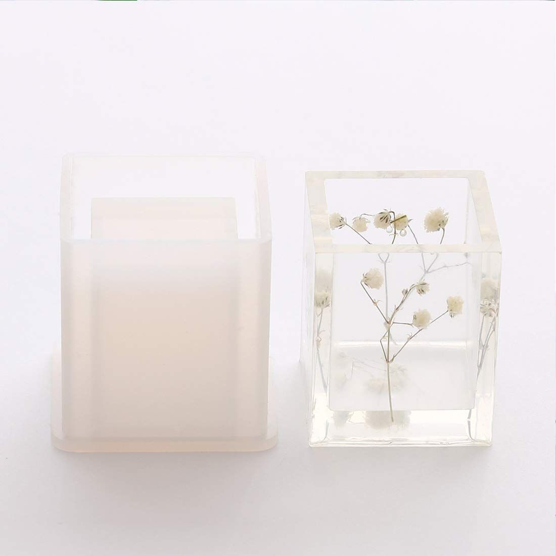2 pcs Resin Molds Silicone Mold for Epoxy Resin DIY Cube and Cylinder Molds Can be Used to Make Flower Pot, Pen Holde — image 4