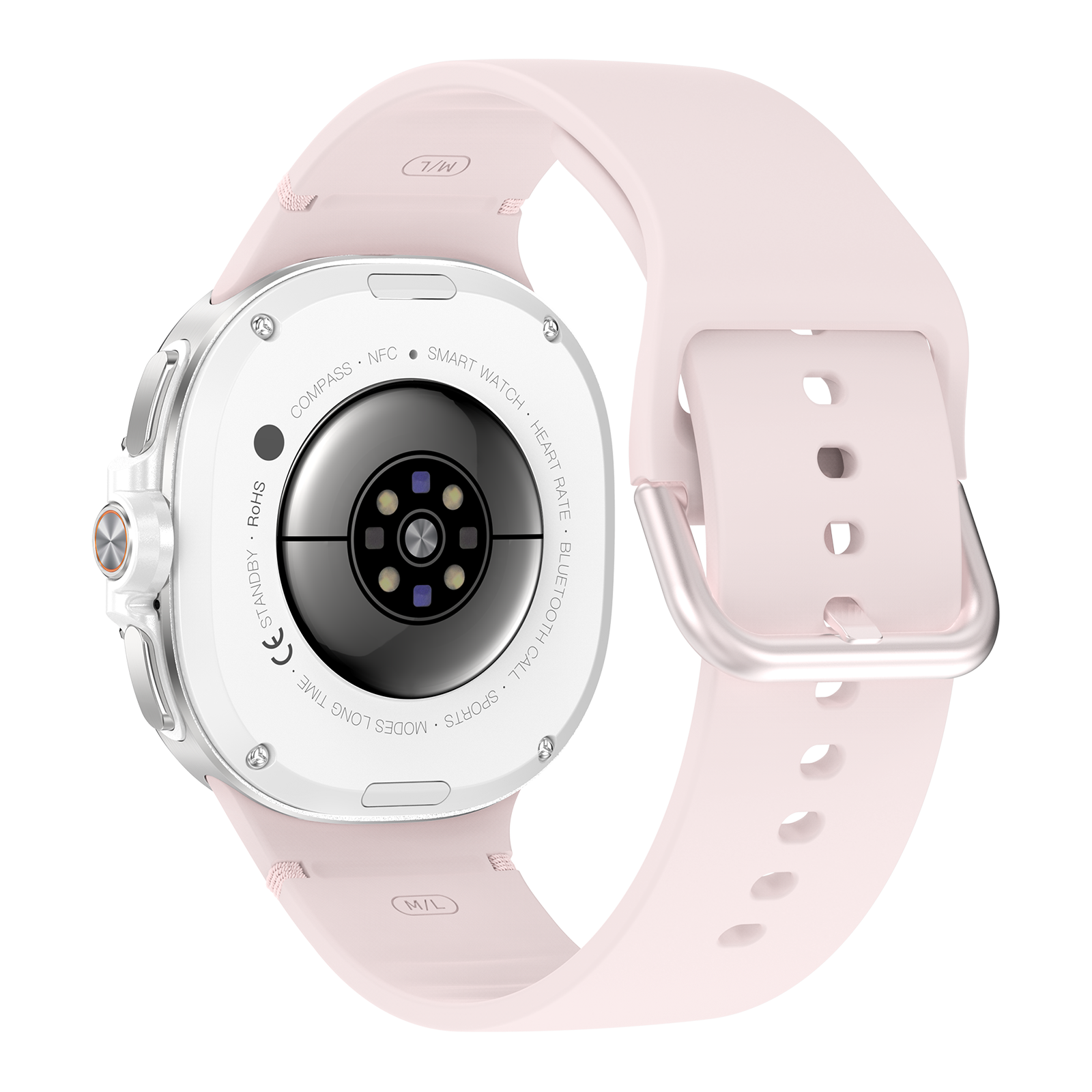 Watch8Classic-SU02 Smart Watch, Full Touch Screen Silicone Sports Wrist Watch for Men Women,Pink — image 4