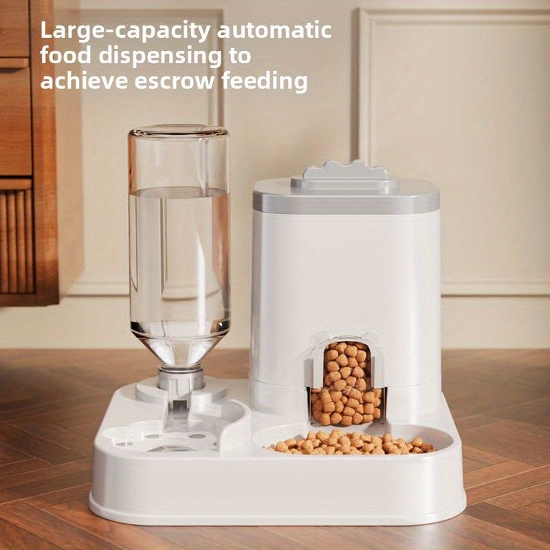 Automatic Pet Feeder and Water Dispenser Combo, 7-Day Capacity for Cats and Small Dogs, Self-Refilling Water Bowl with Gravity Flow, No Battery Needed, Modern — image 6