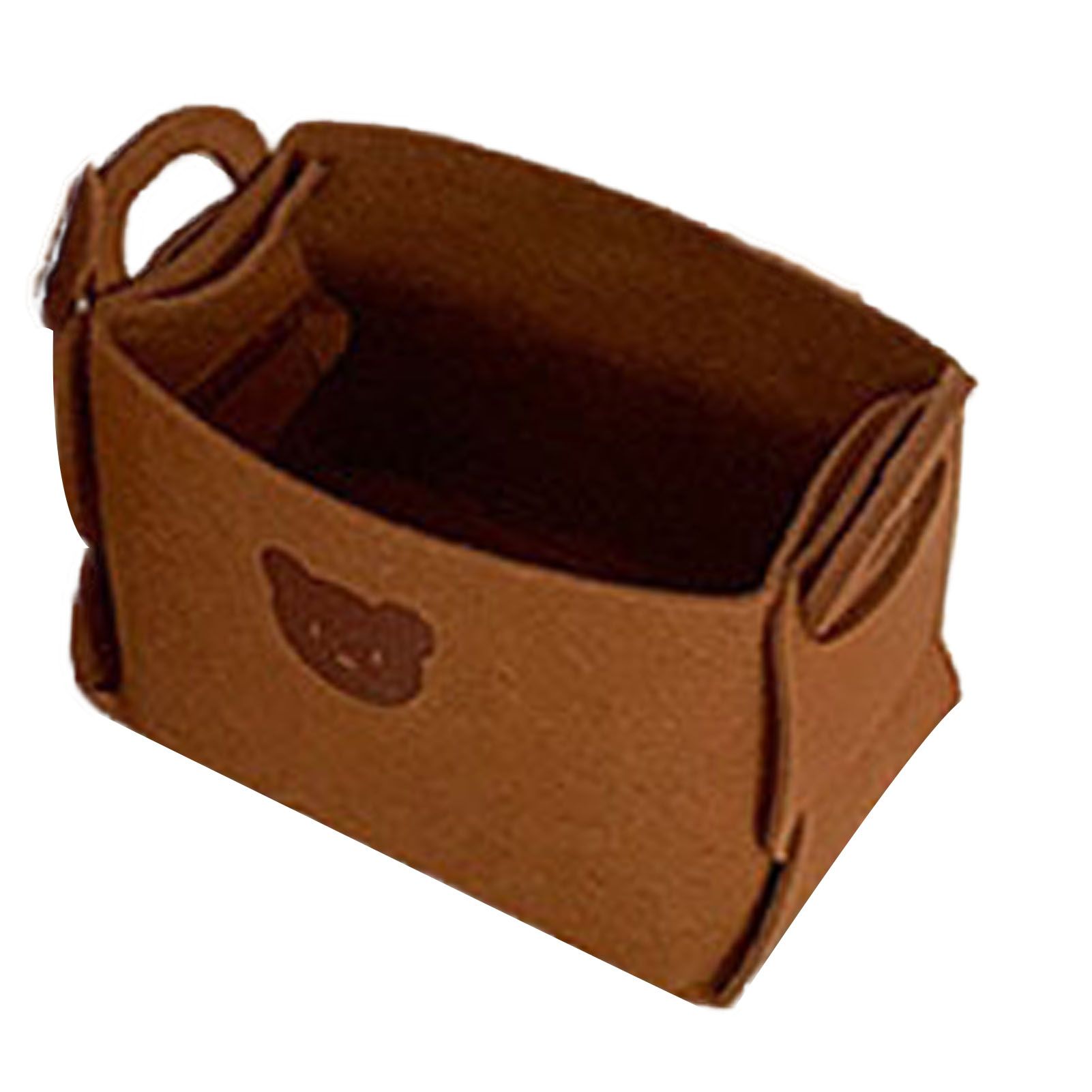 Felt Storage Basket with Handles Foldable Laundry Snacks Toys Clothes Bin for Home Desktop Bear Pattern Reddish Brown โ image 2