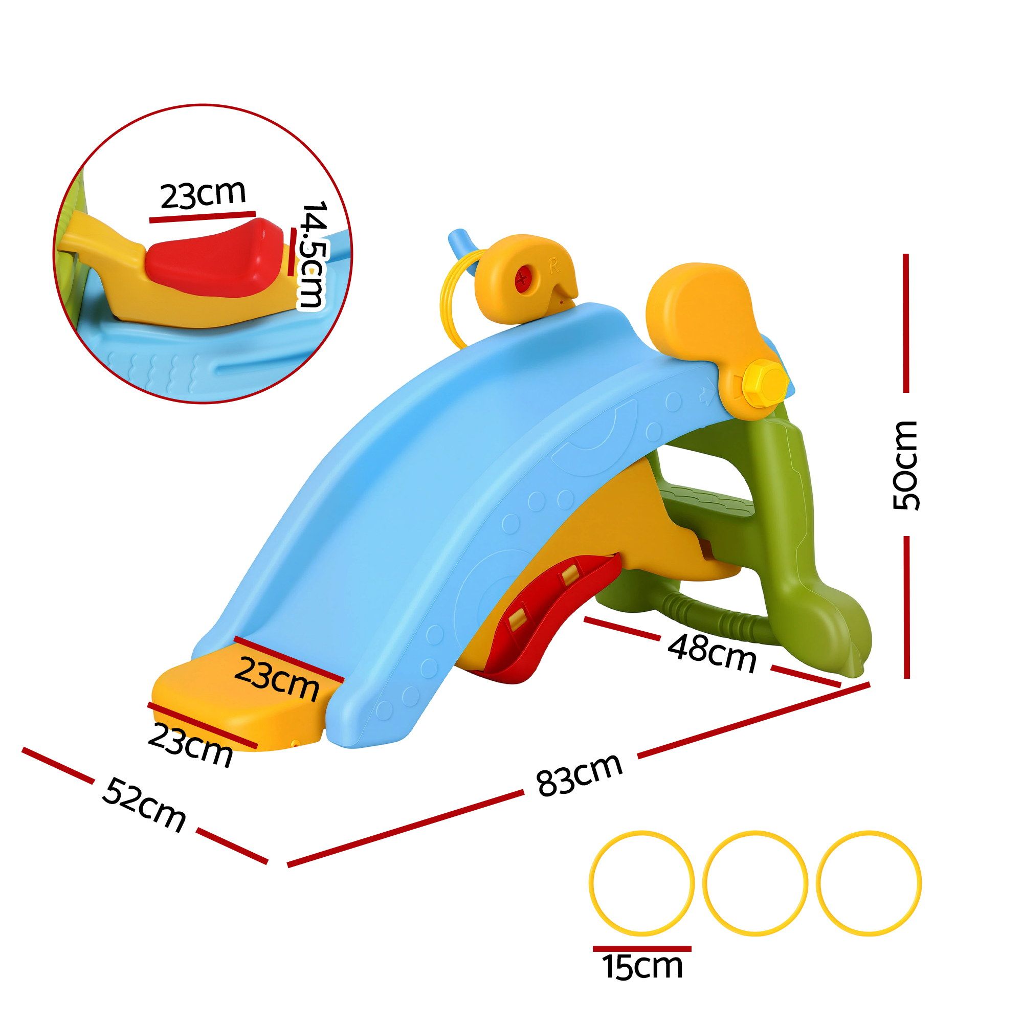 Keezi Kids Slide Set Toddler Indoor Playset Rocking Horse Ring Toss Multi Colour โ image 2