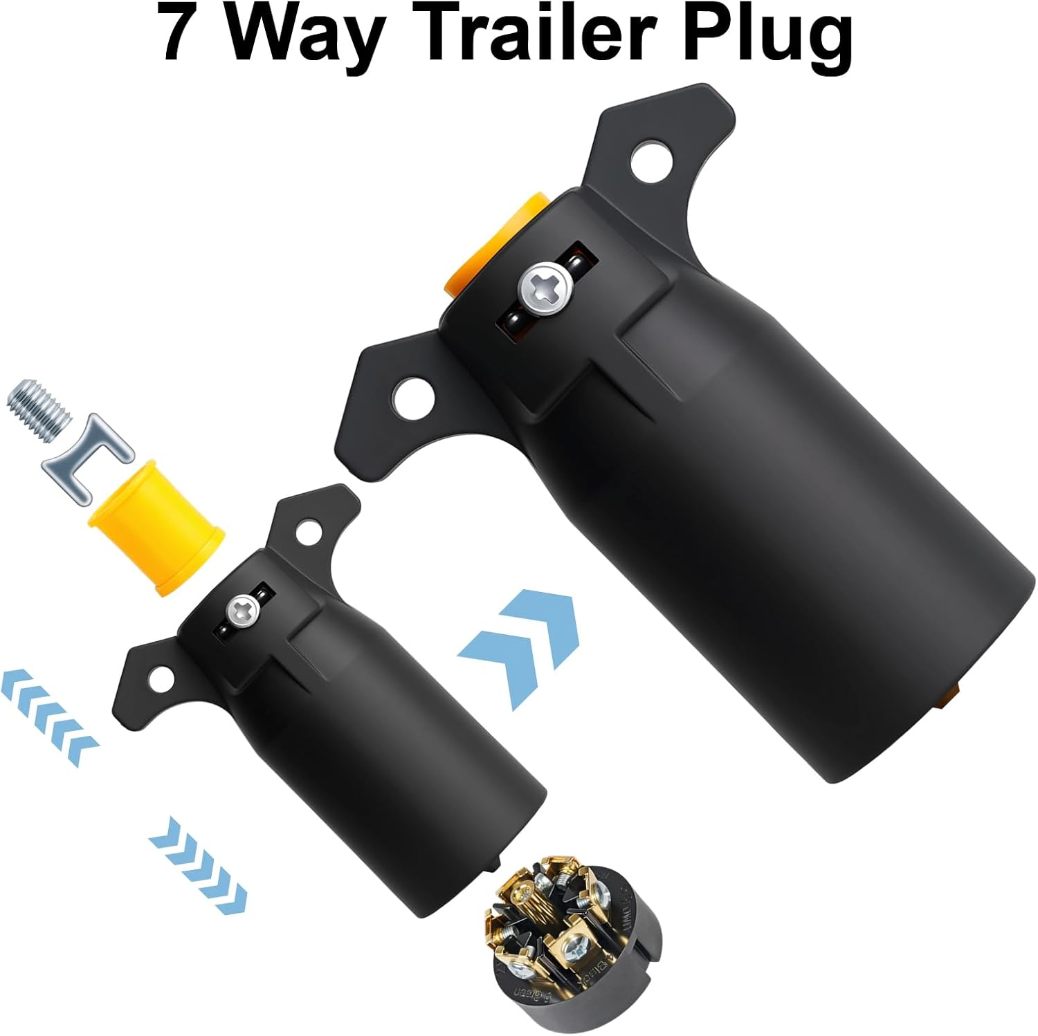 7 Way Trailer Plug (2 Pack), 12V 7 Pin Trailer Wiring Replacement Plug, 7 Point Round RV-Style Trailer Light Connector Towing Wiring Harness Connector for RV — image 2
