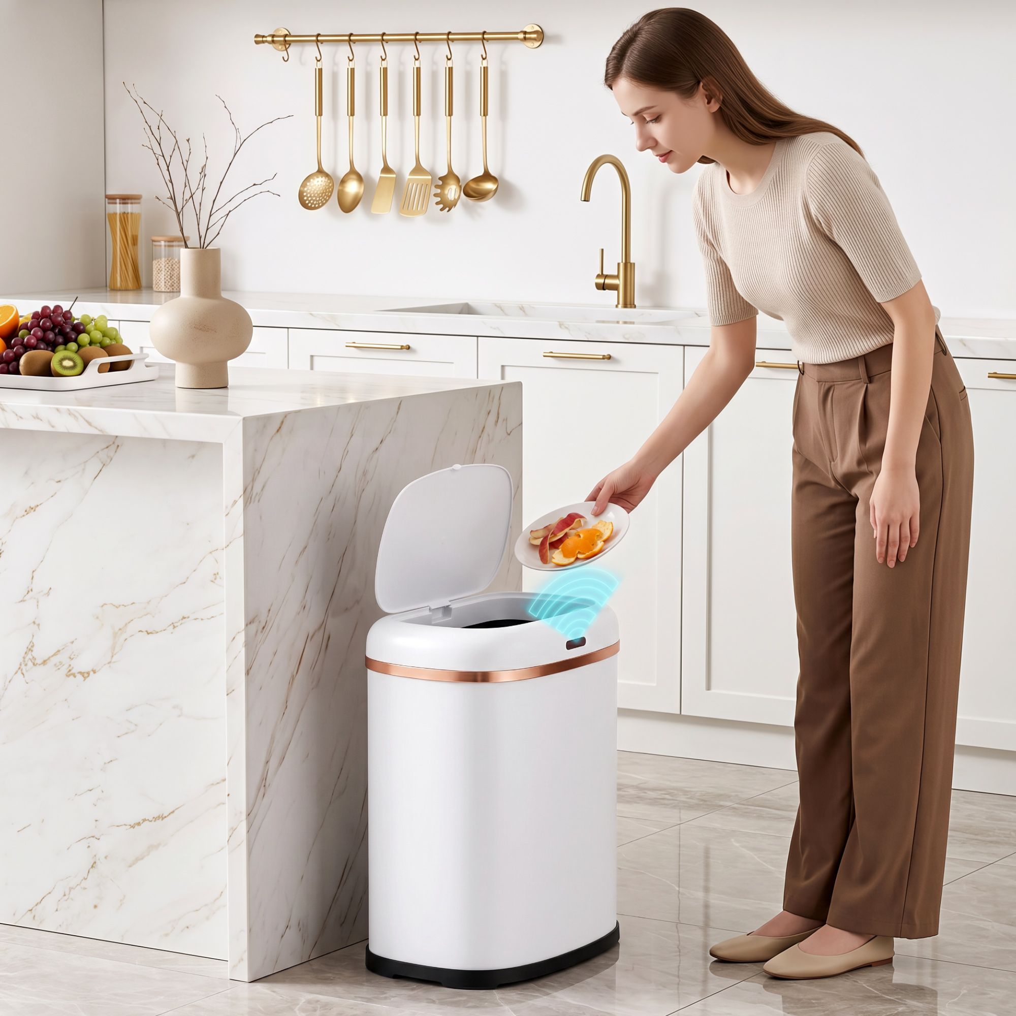 Devanti 38L Motion Sensor Bin Rubbish Automatic White — image 4