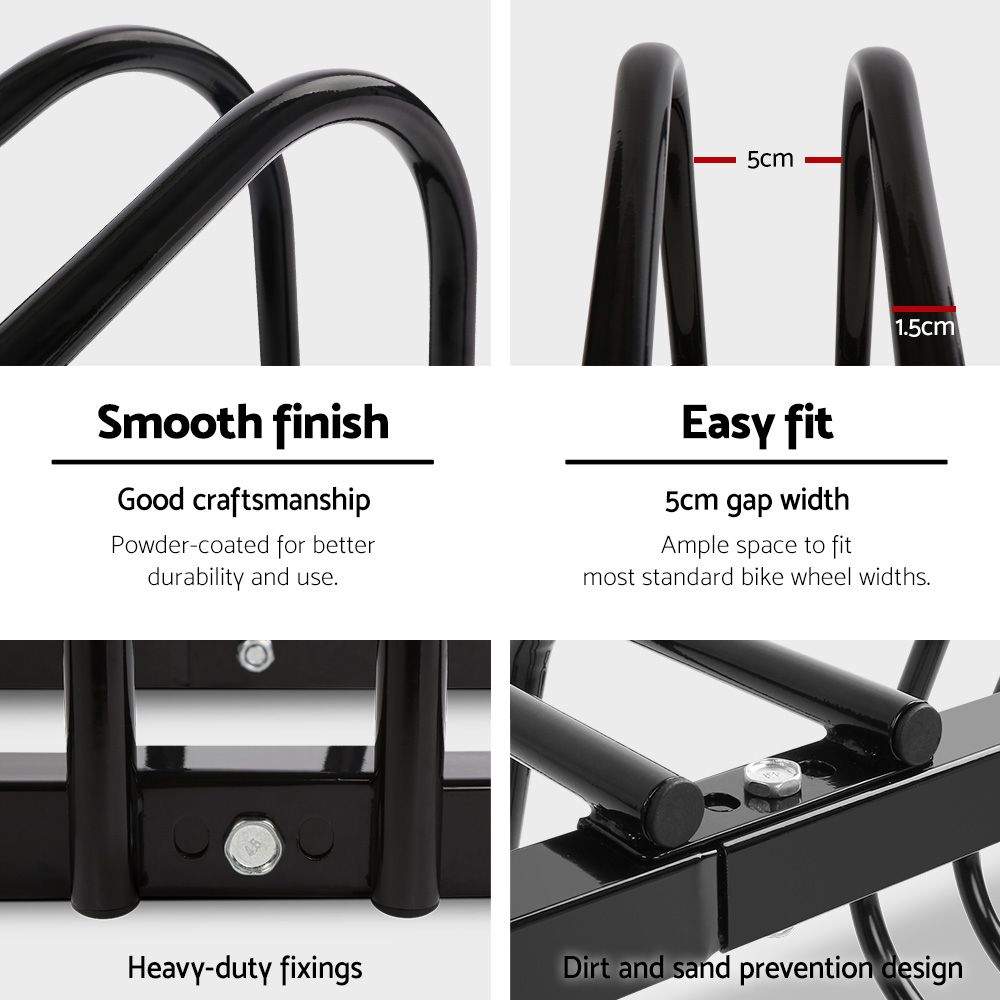 Weisshorn 5 Bike Stand Rack Bicycle Storage Floor Parking Holder Cycling Black โ image 5