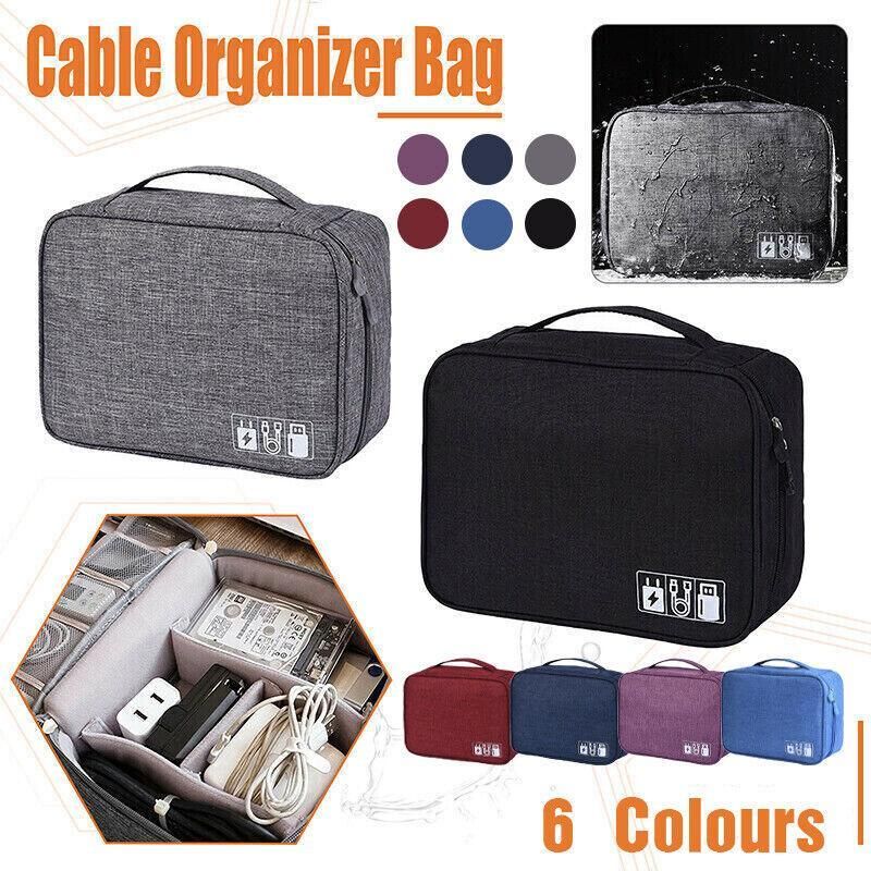 Cable Organizer Bag Charger USB Electronic Accessories Storage Travel Case - Purple — image 2