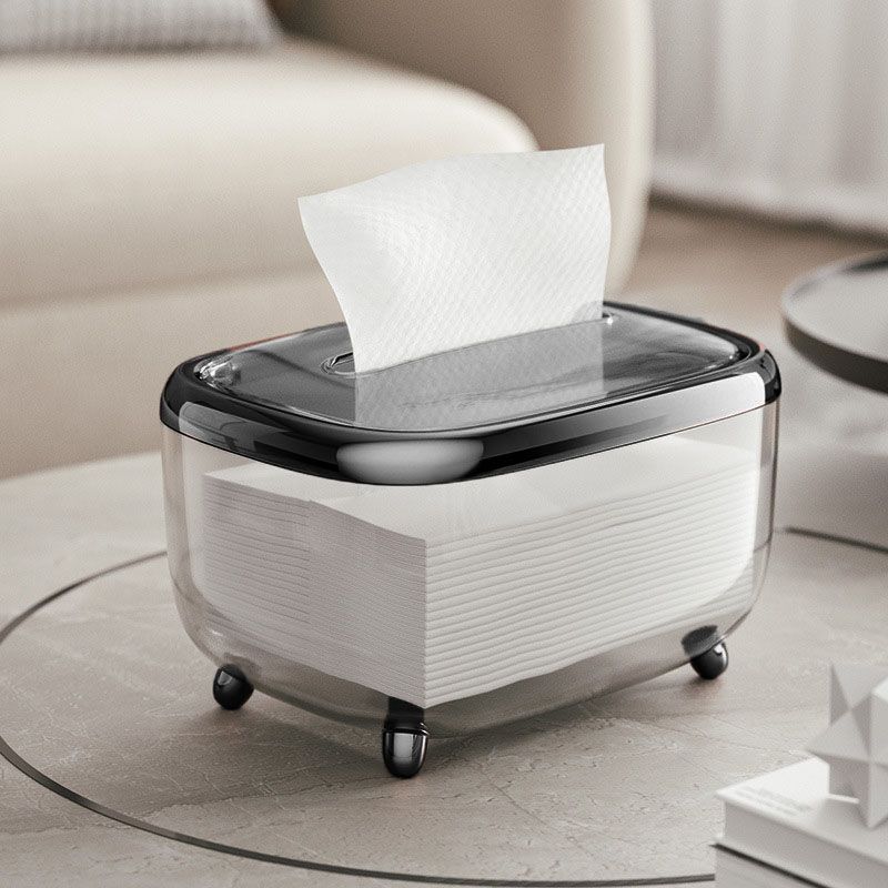 Tissue Box Transparent Napkin Box Simple Creative Storage Box Fixed Lid Paper Organizer Black โ image 5
