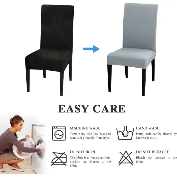 6 Pack Washable High Back Dining Chair Covers, Stretch Slipcovers for Kitchen and Dining Room Chairs, Light Grey, for Everyday Home Use โ image 5