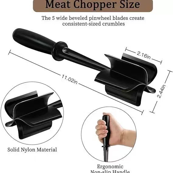 3-pieces Red Premium Heat Resistant Meat Chopper - Ground Meat Masher Utensil for Hamburger & Non-Stick Pans โ image 4