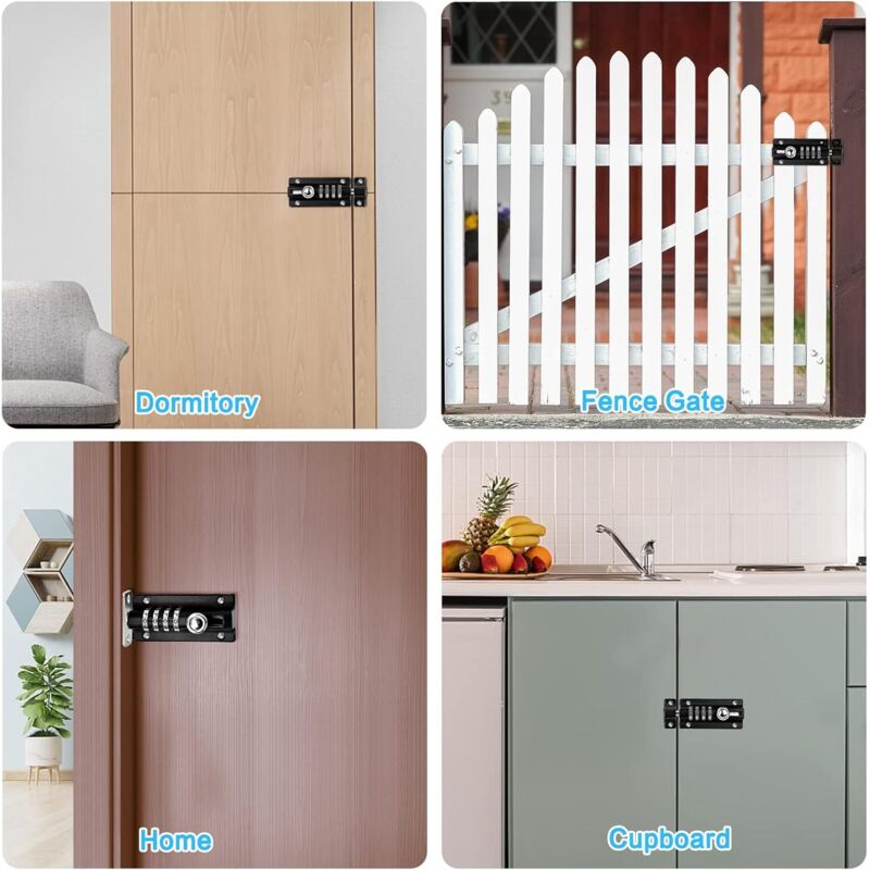 Combination Lock Latch 4 Digit Combination Lock Mechanical Code Door Lock Keyless Lock Slide Tamper Proof Door Lock For — image 3